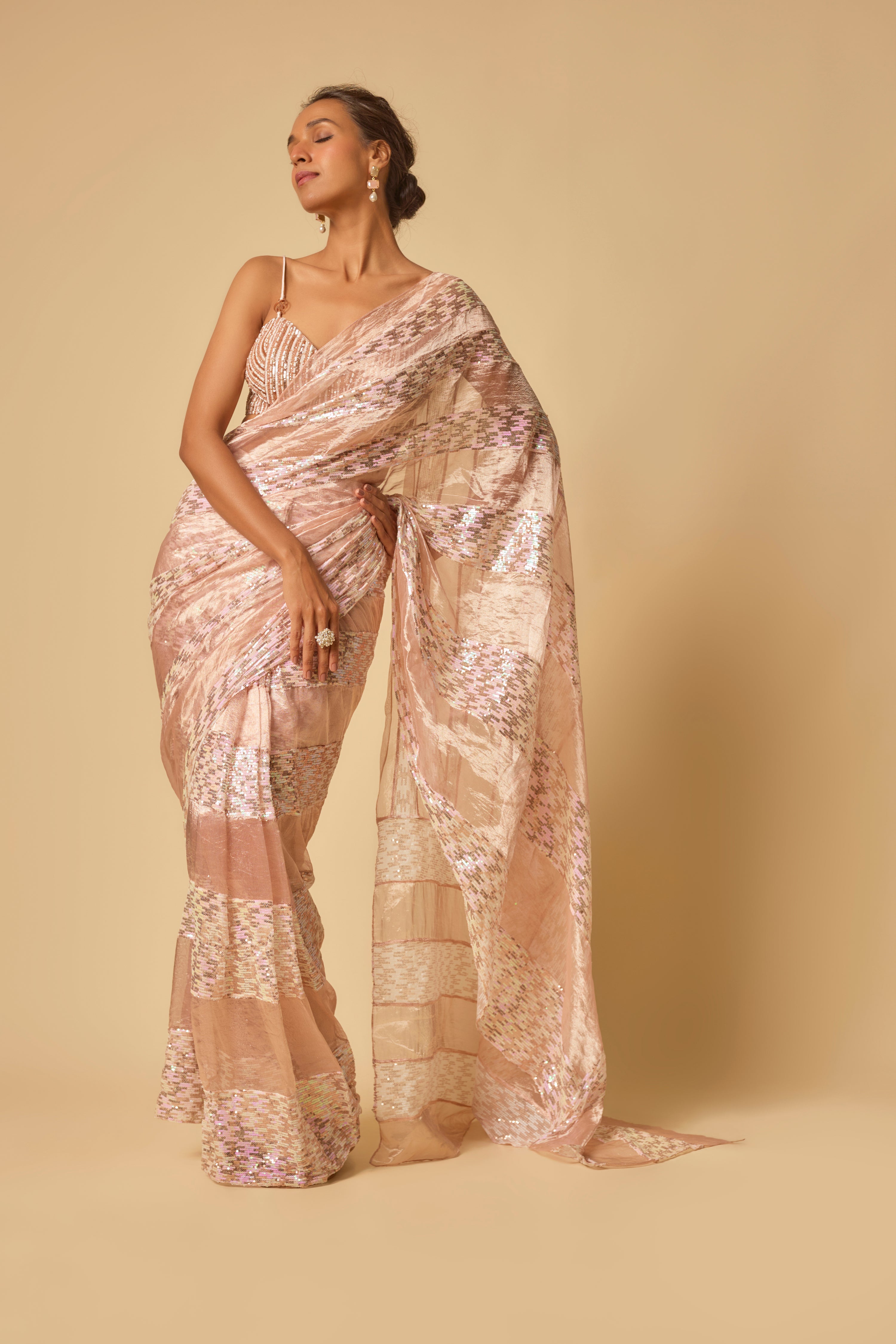 SEQUIN BLOCK PRE-STITCHED SAREE