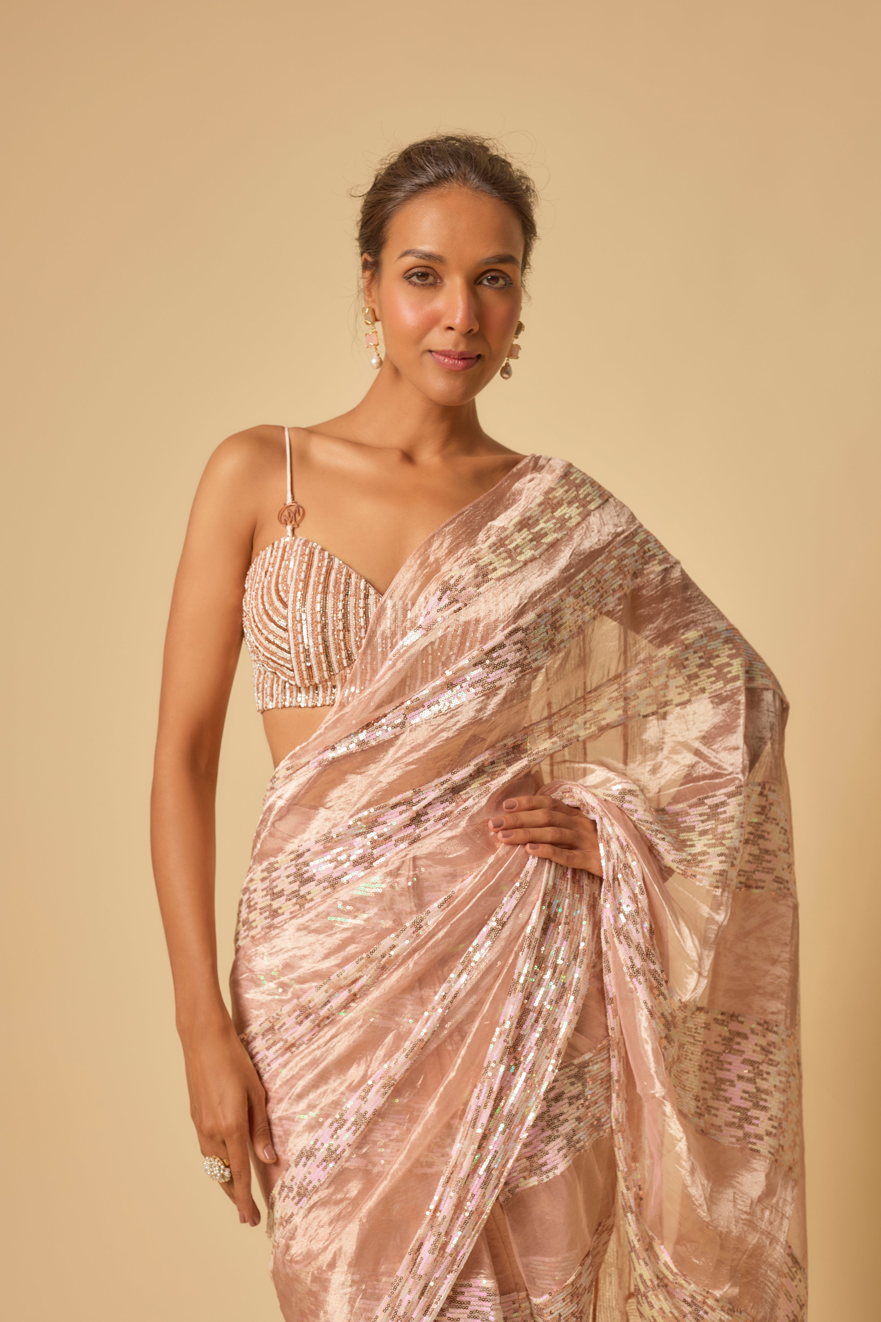 SEQUIN BLOCK PRE-STITCHED SAREE