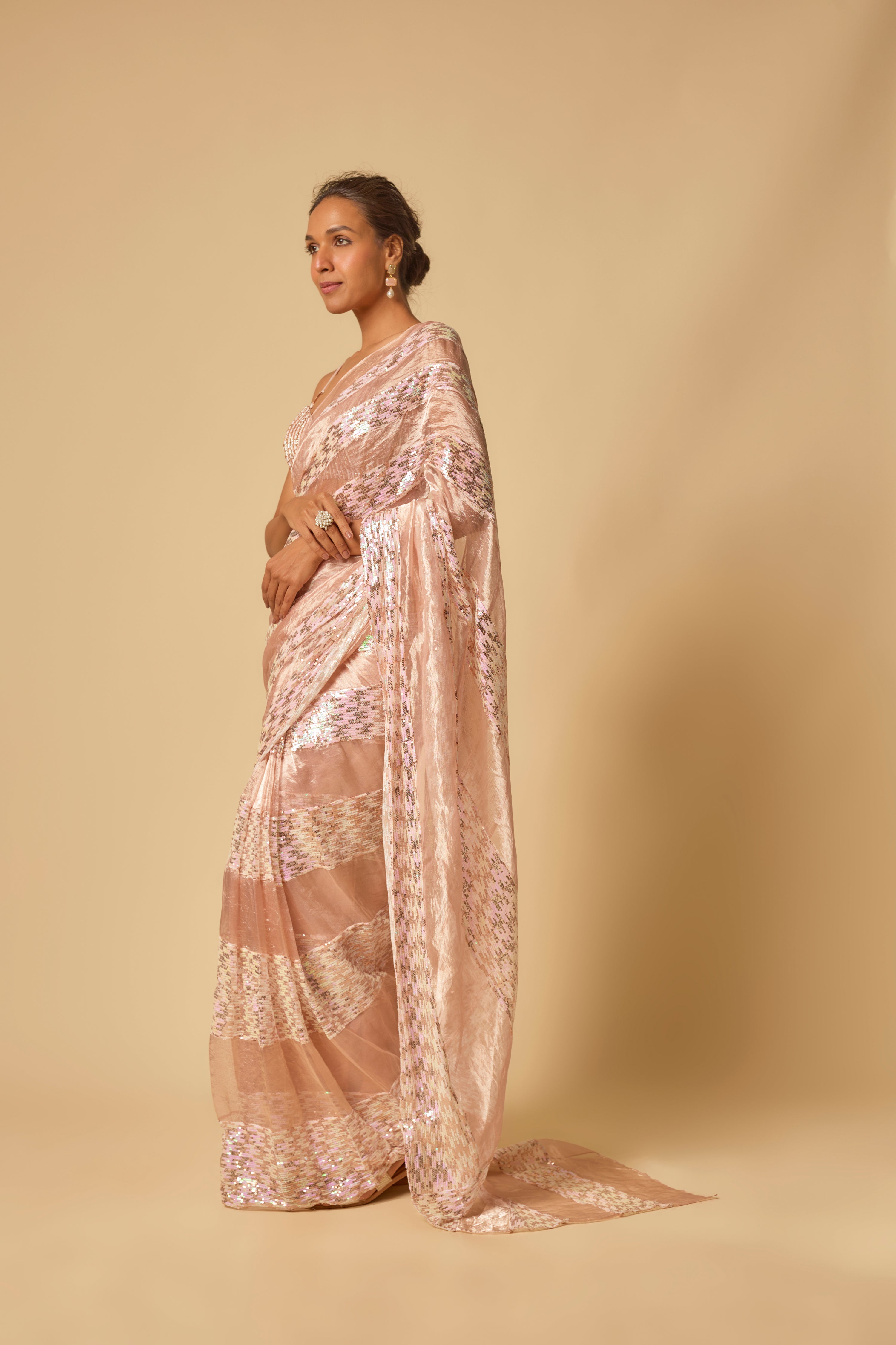 SEQUIN BLOCK PRE-STITCHED SAREE