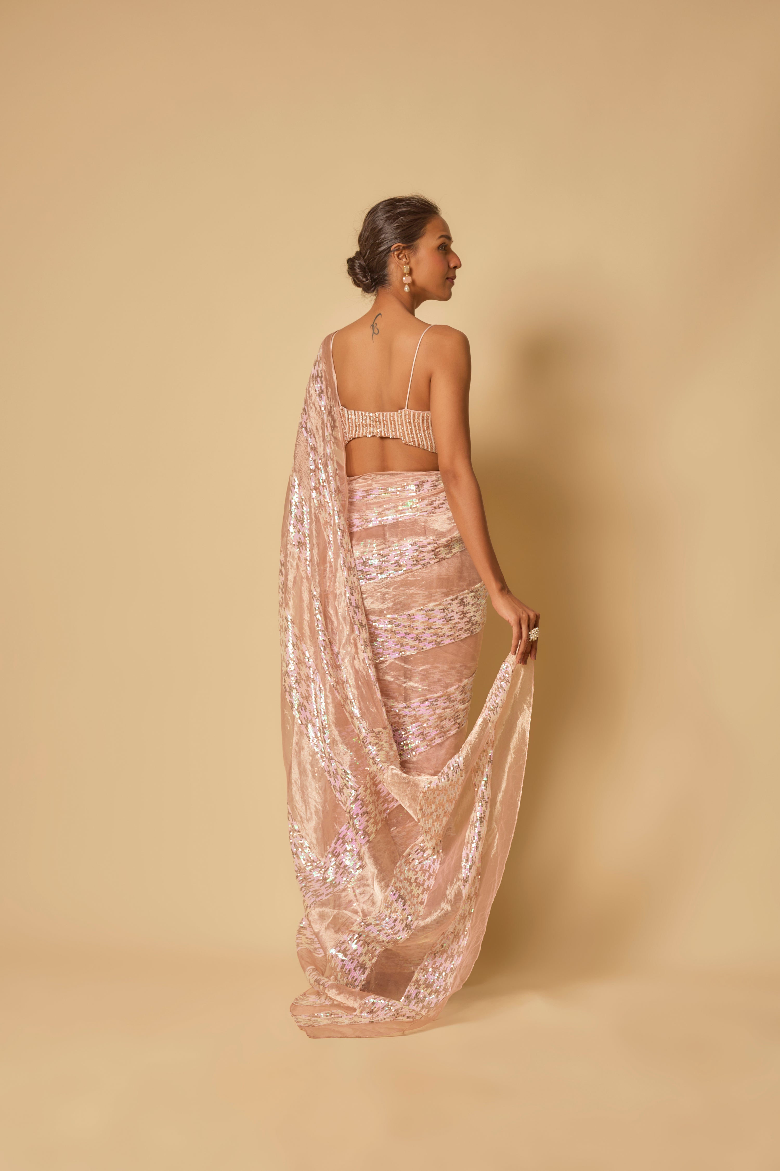 SEQUIN BLOCK PRE-STITCHED SAREE