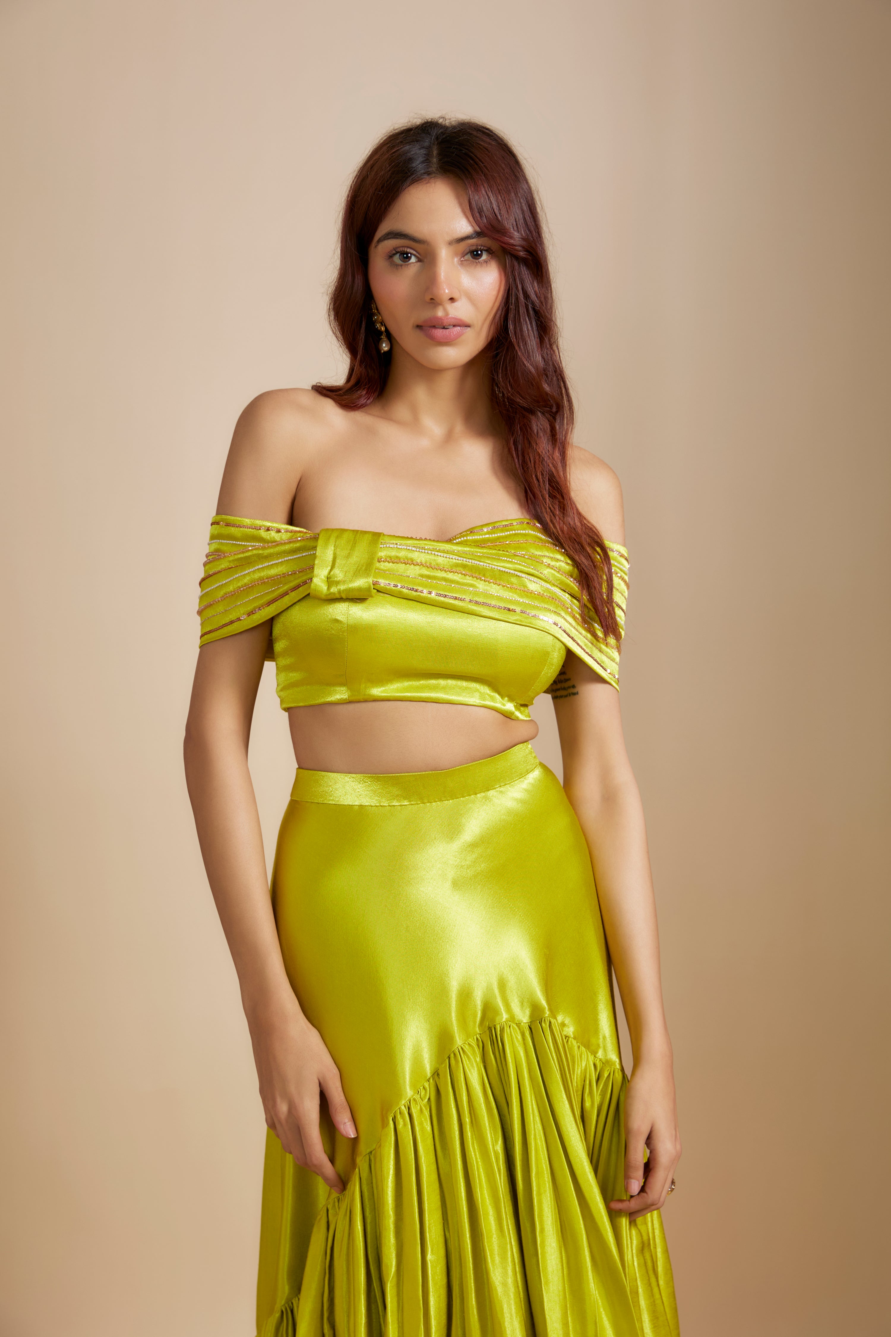 NEON GREEN SKIRT SET