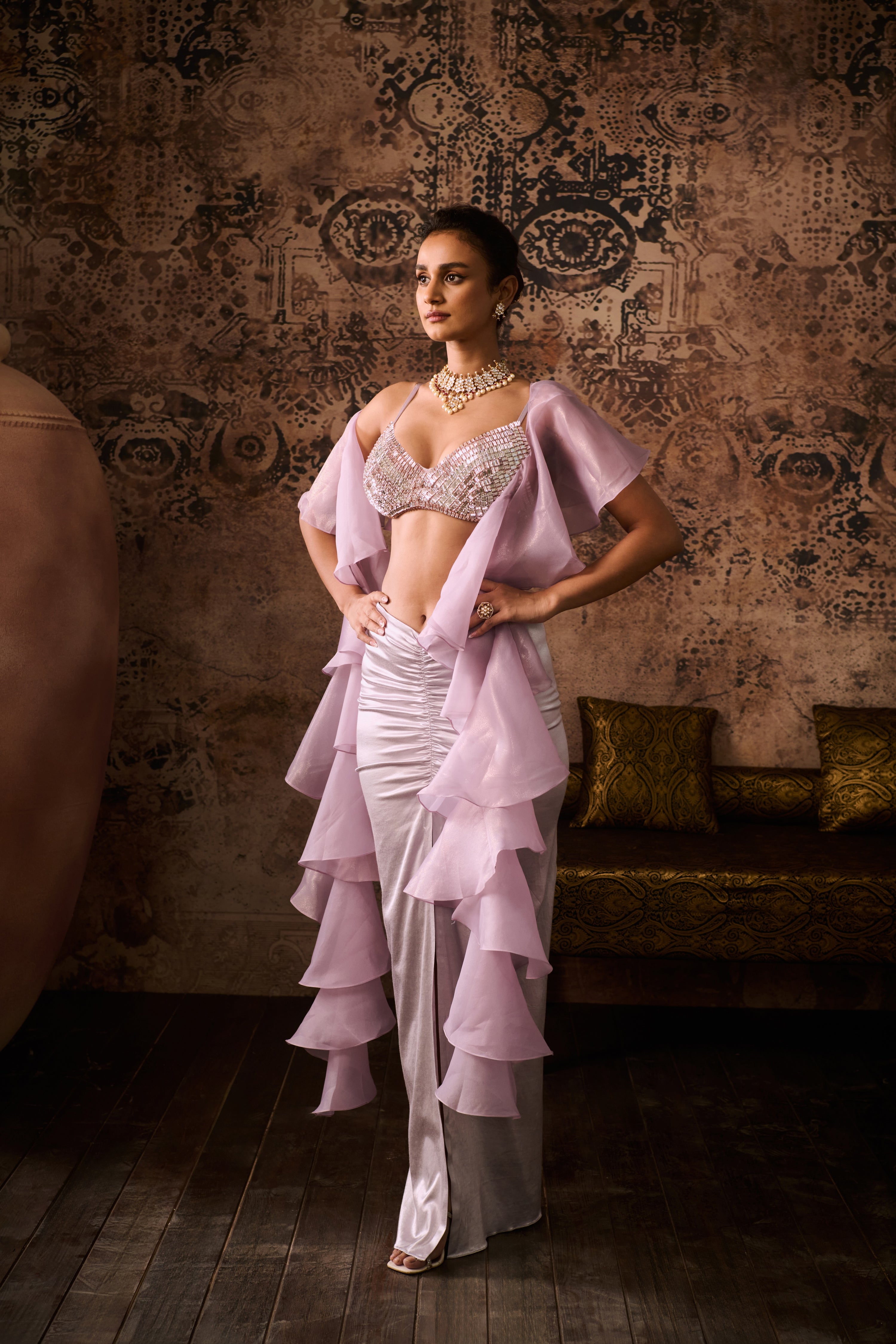 LILAC ELEGANCE EMBROIDERED TOP & SKIRT WITH DUPATTA