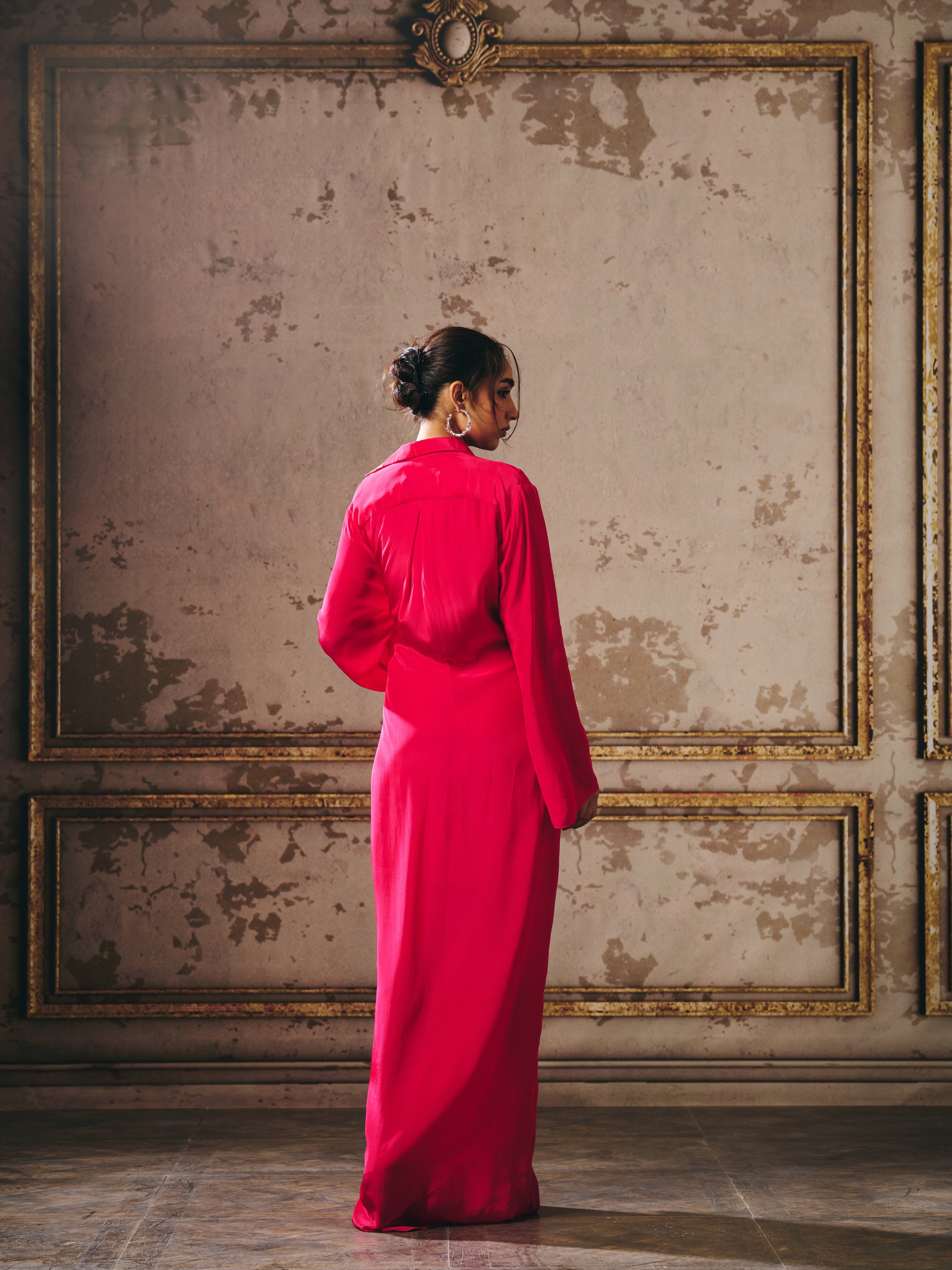 HOT PINK SHIRT DRESS