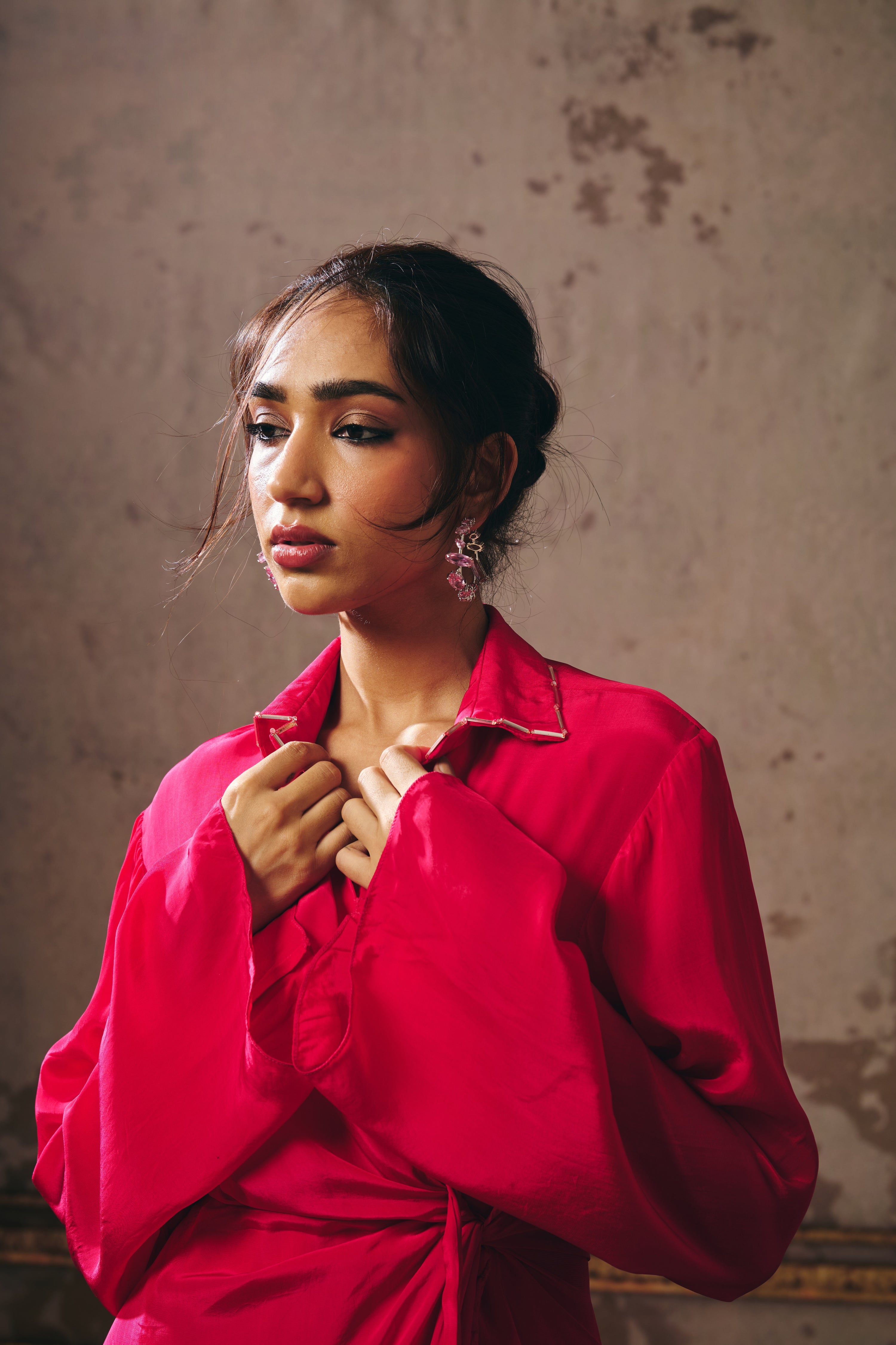 HOT PINK SHIRT DRESS