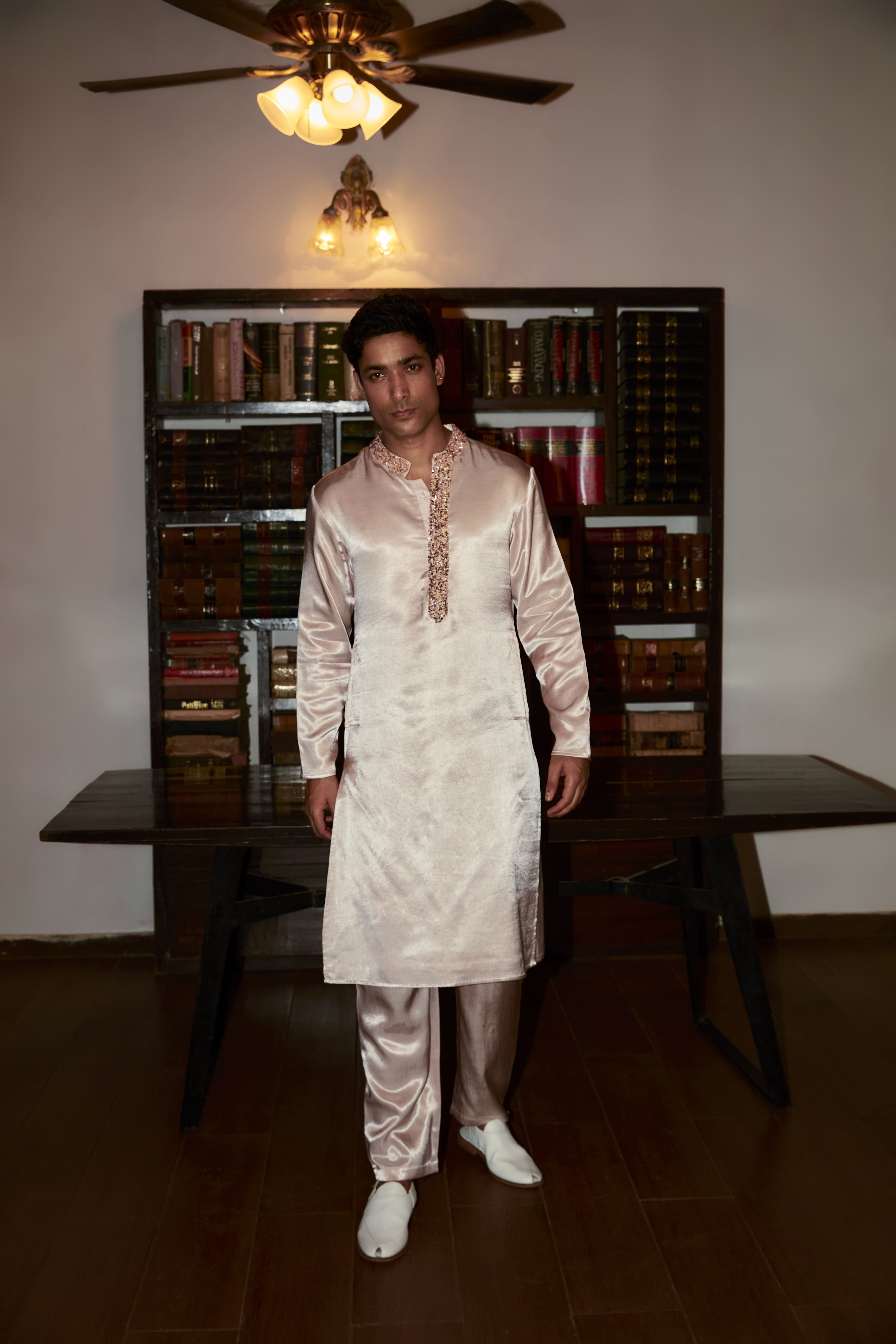 BEIGE EMBROIDERED KURTA SET