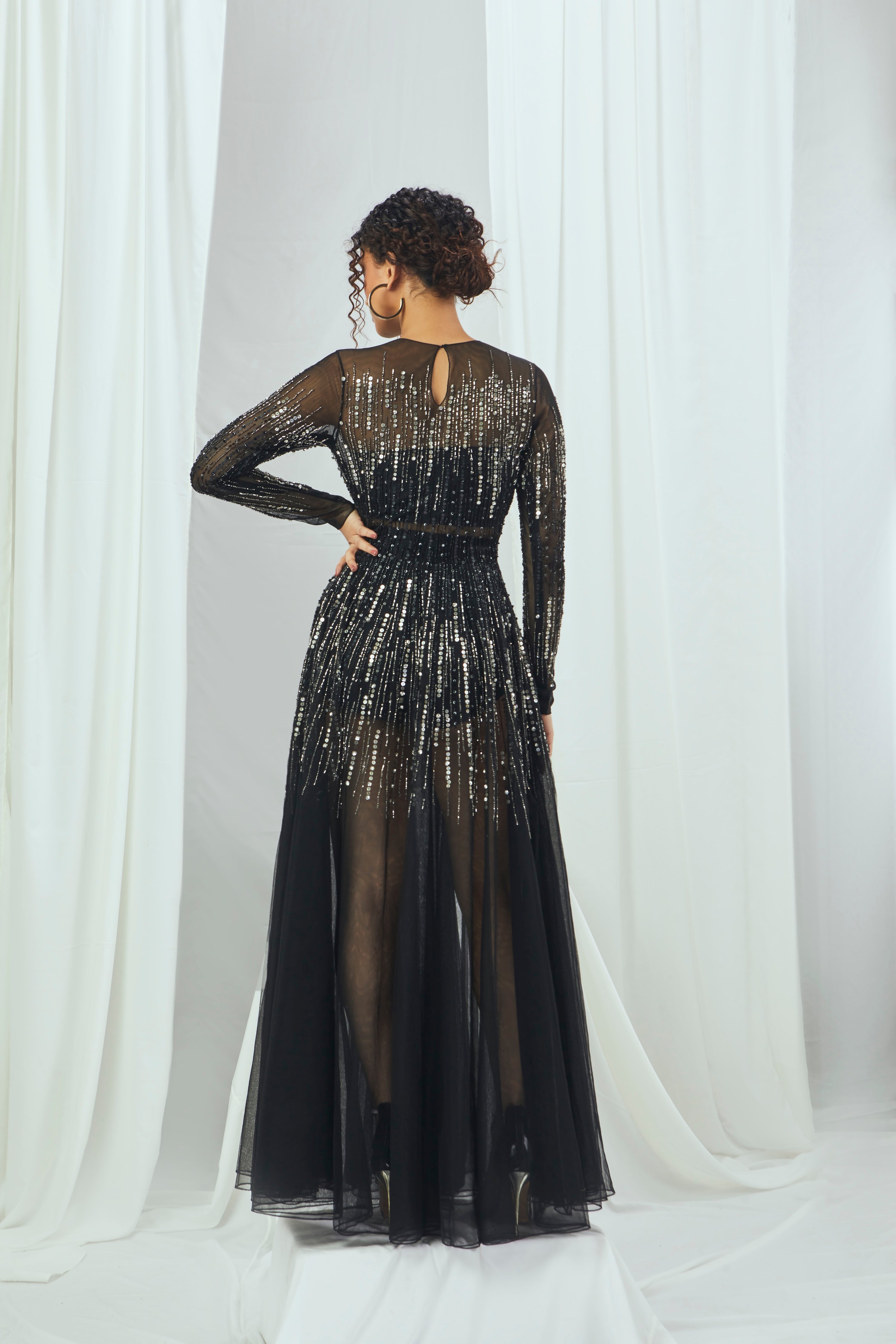 EMBELLISHED NET GOWN