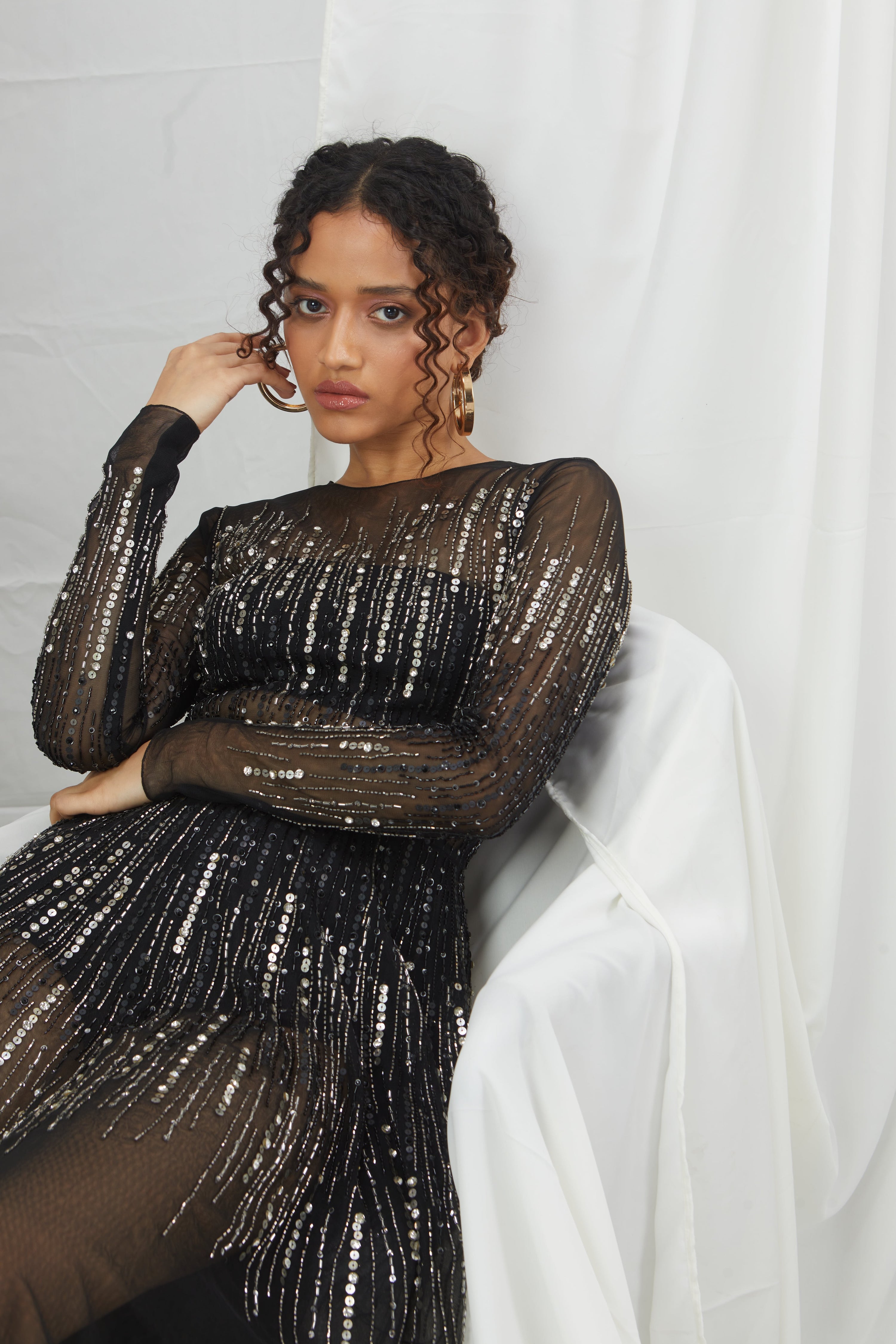 EMBELLISHED NET GOWN