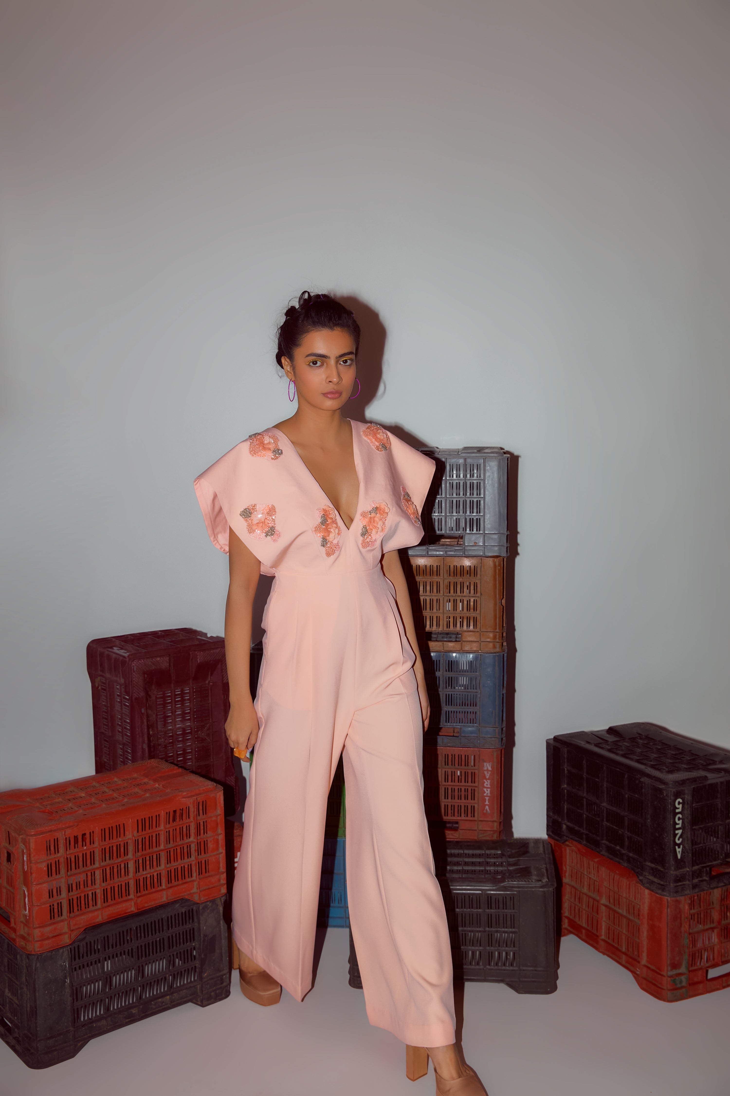 JUMPSUIT WITH EMBROIDERED YOKE