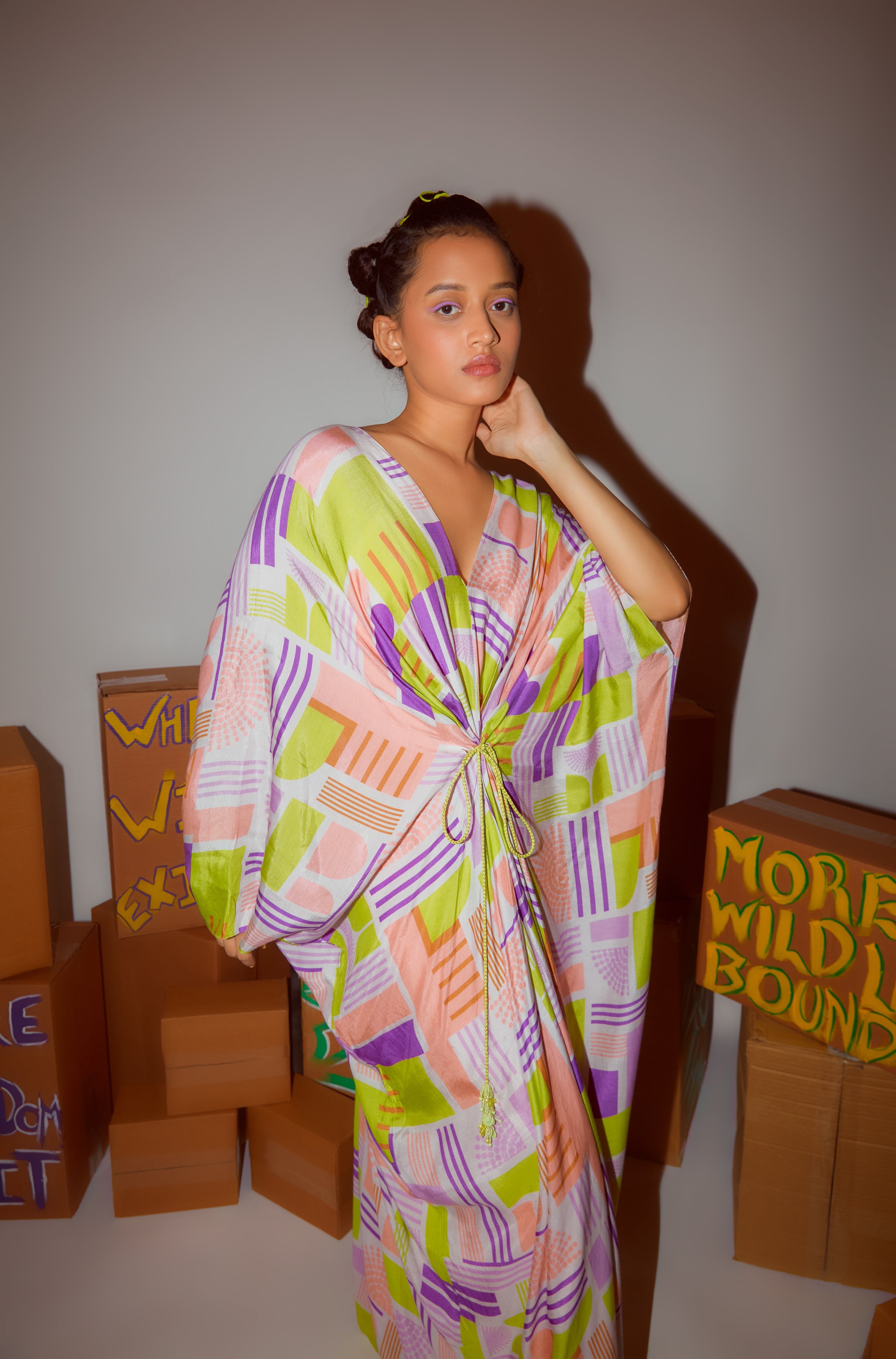 PRINTED DRAPED KAFTAN