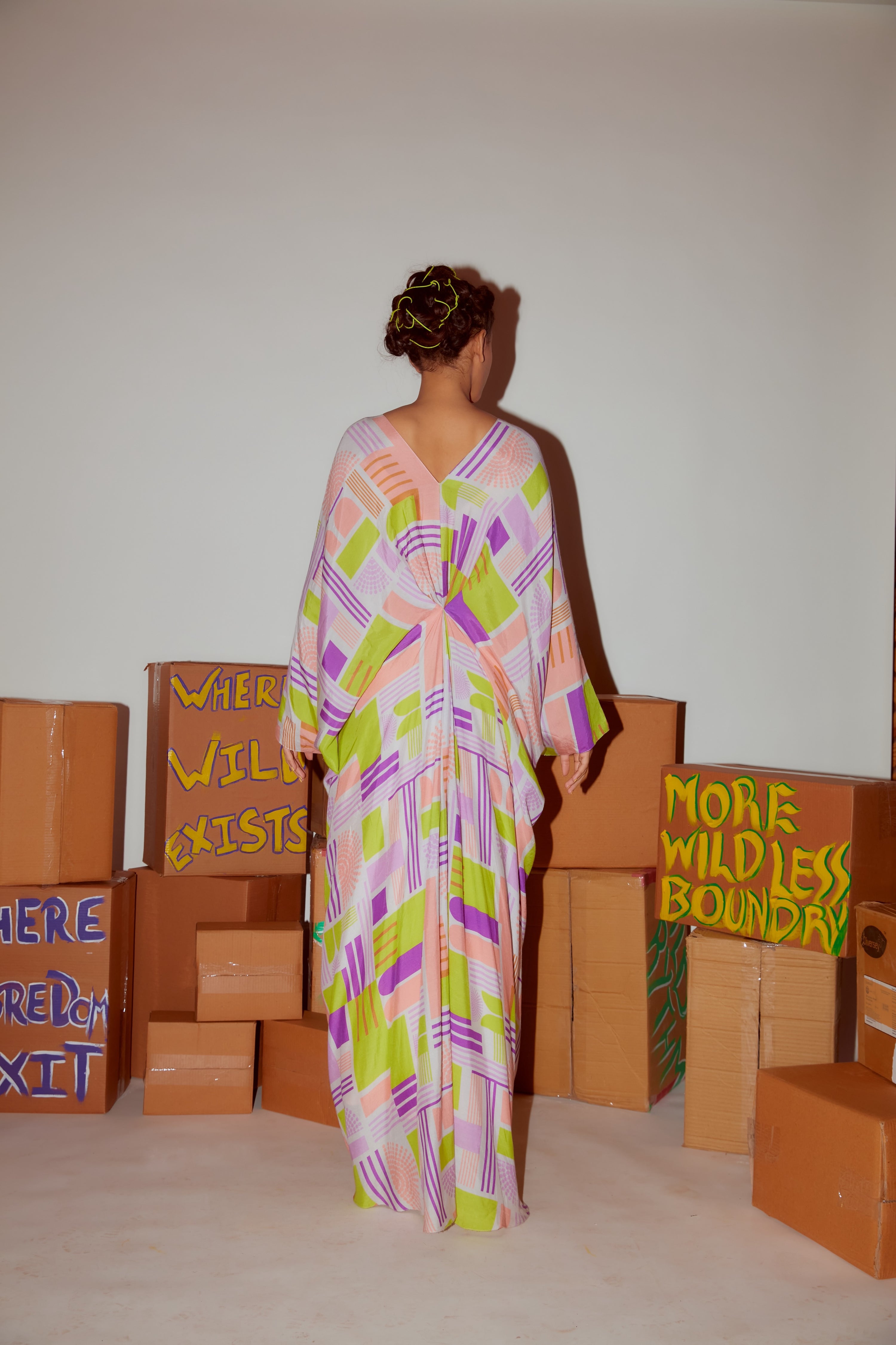 PRINTED DRAPED KAFTAN