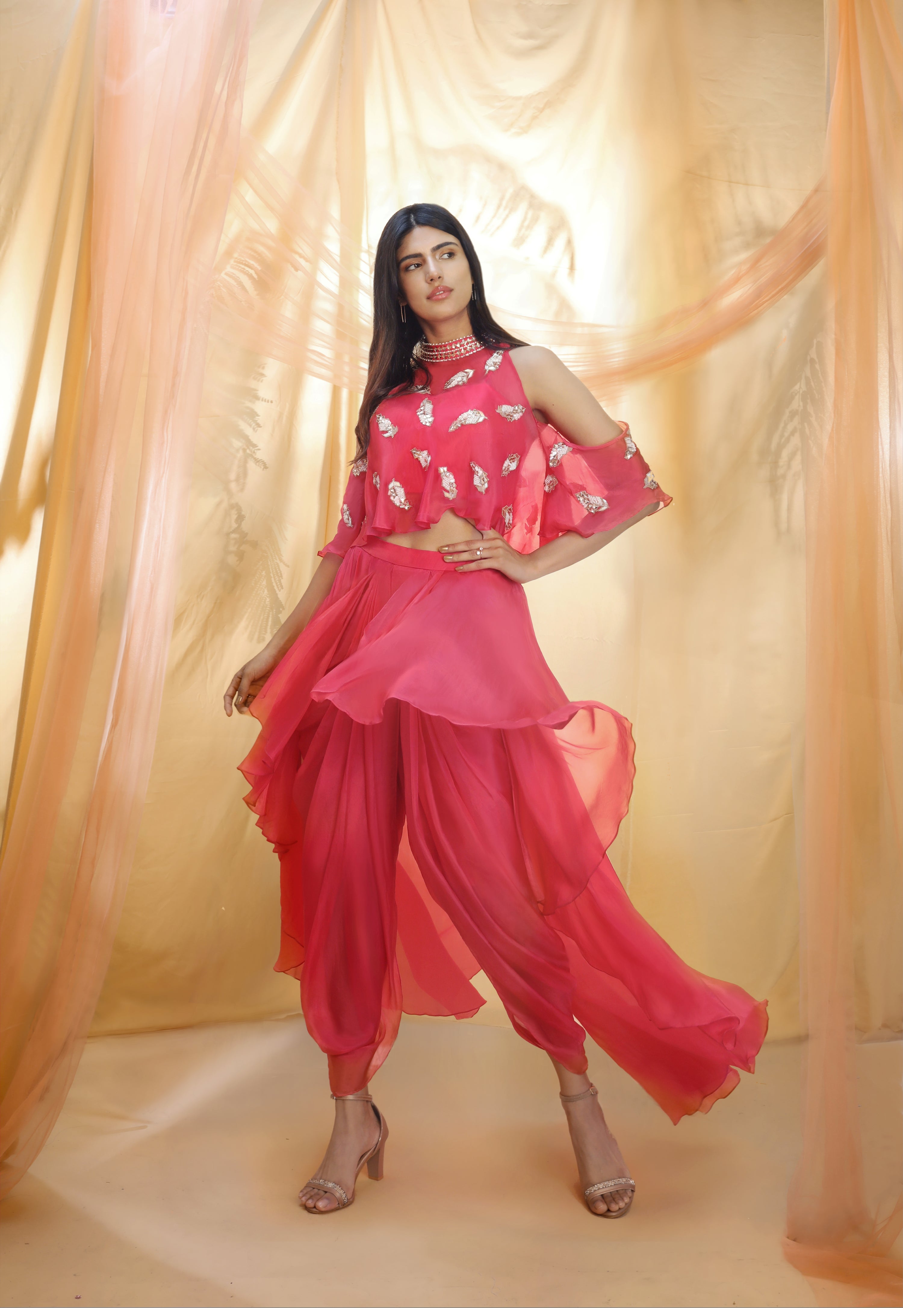 HOT PINK DHOTI SET