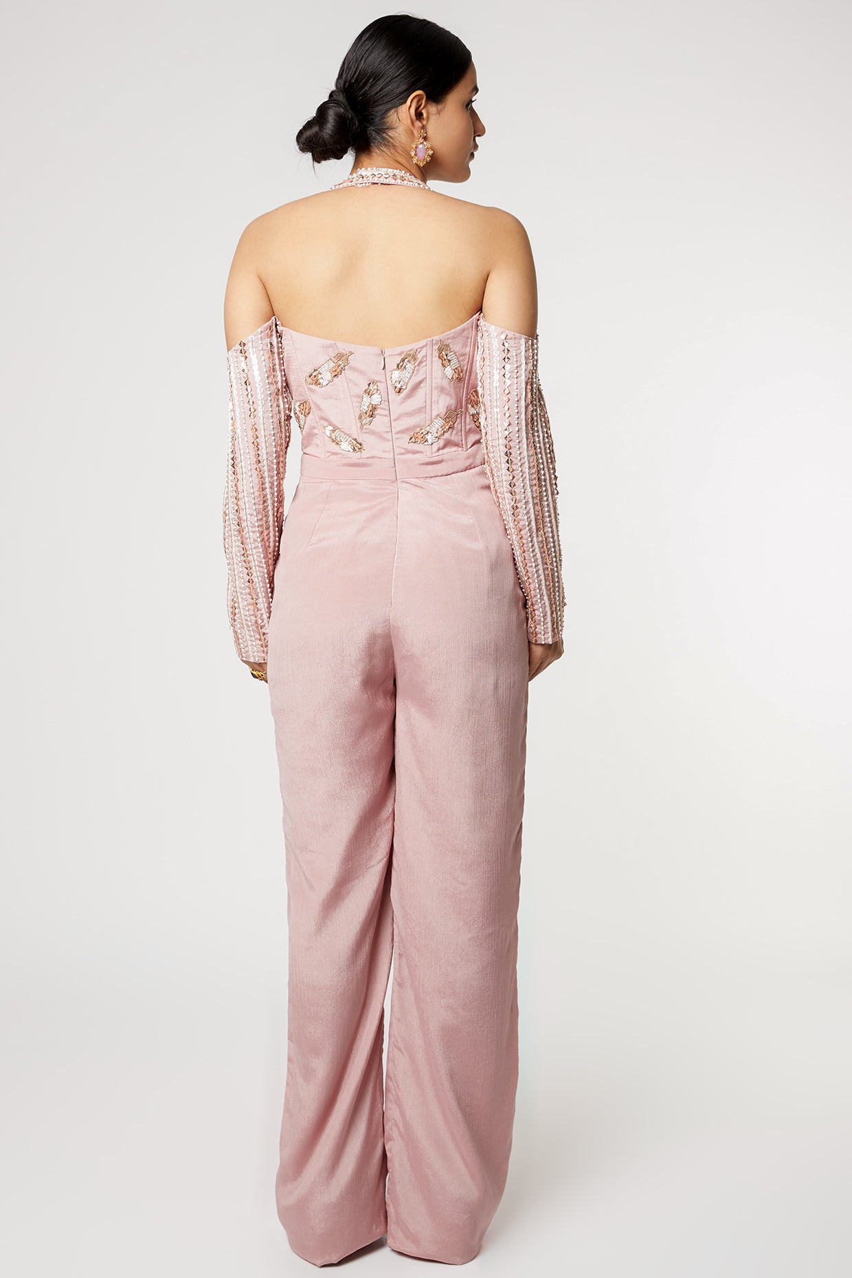 DUSTED MAUVE EMBROIDERED JUMPSUIT