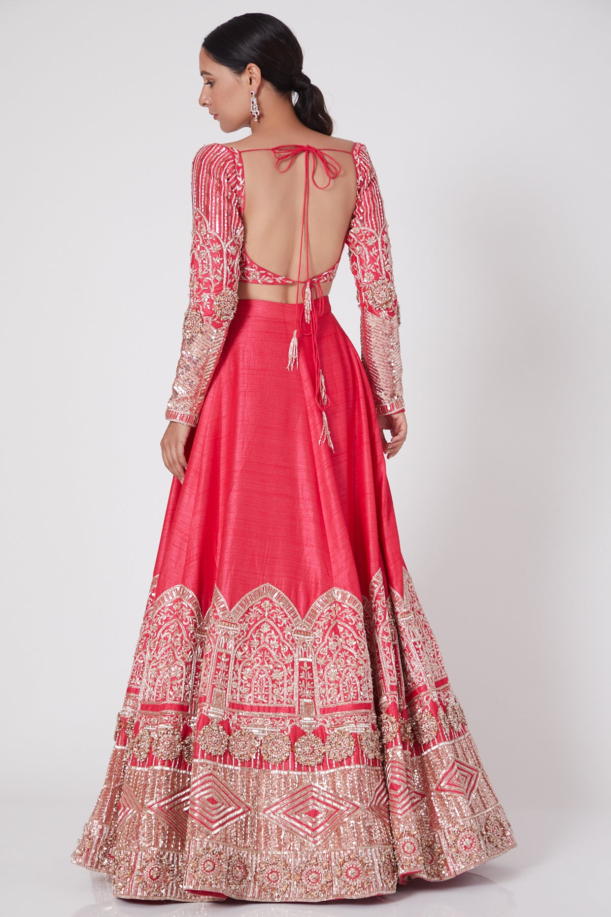 PINK  EMBROIDERED LEHENGA WITH BLOUSE AND DUPATA SET