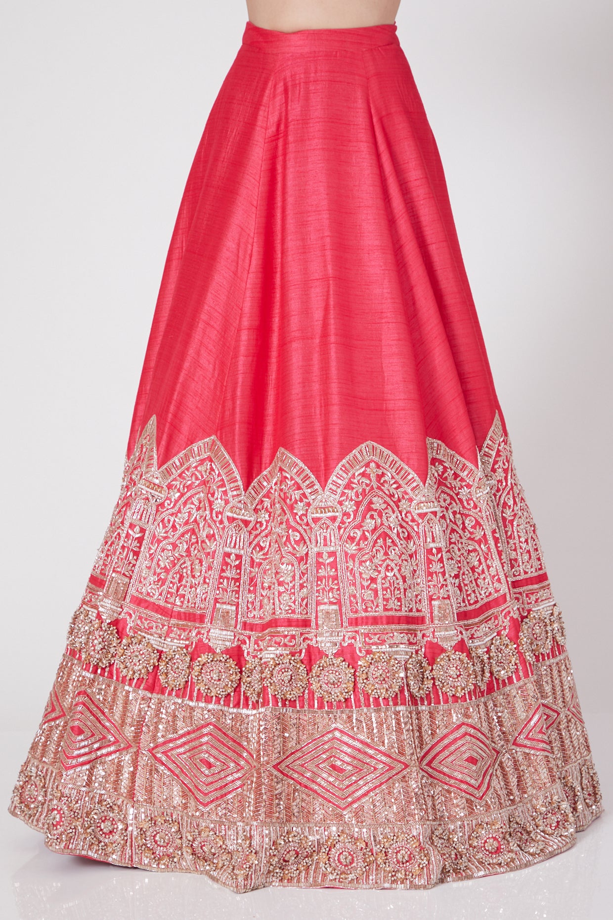 PINK  EMBROIDERED LEHENGA WITH BLOUSE AND DUPATA SET