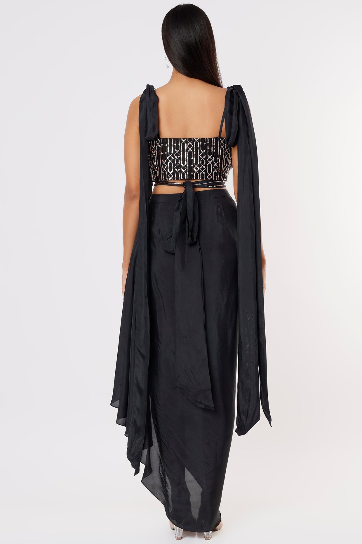 BLACK DHOTI WITH TIE UP BLOUSE