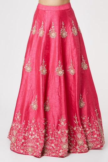 HOT PINK EMBROIDERED LEHENGA WITH DUPATTA