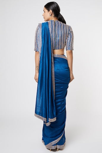 BLUE EMBROIDERED SAREE