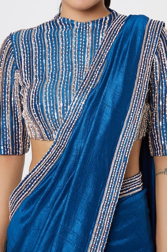 BLUE EMBROIDERED SAREE