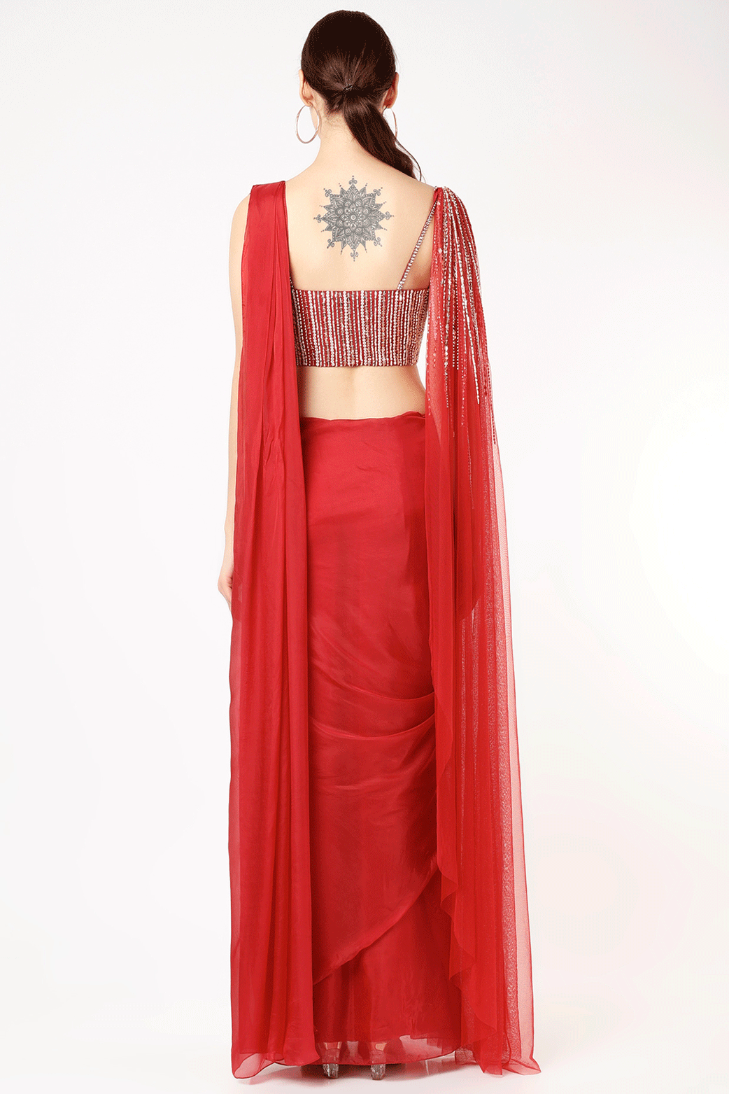 RUBY RED SAREE SET