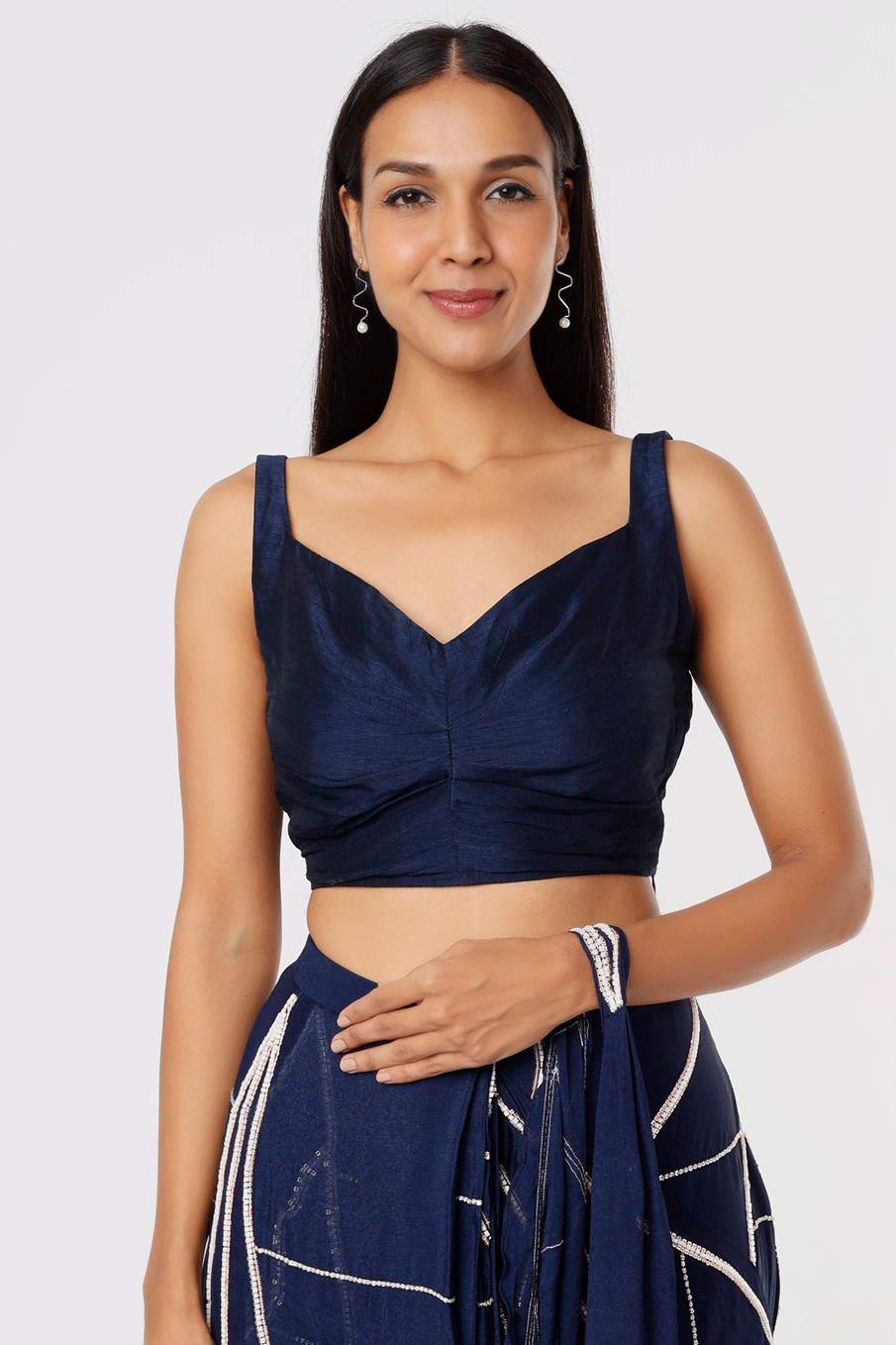 NAVY BLUE SAREE WITH BELT