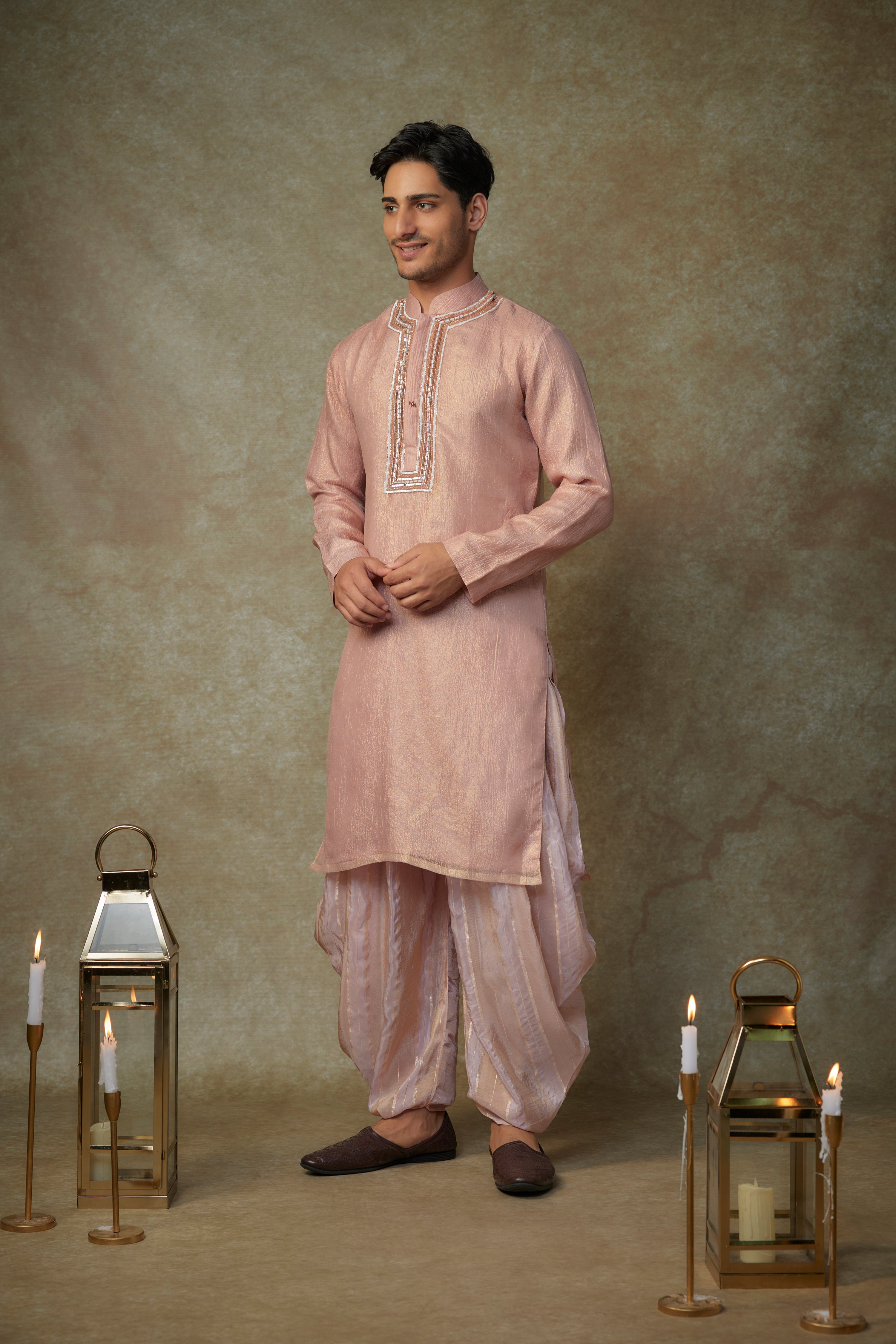 PEACH EMBROIDERED KURTA WITH PANT