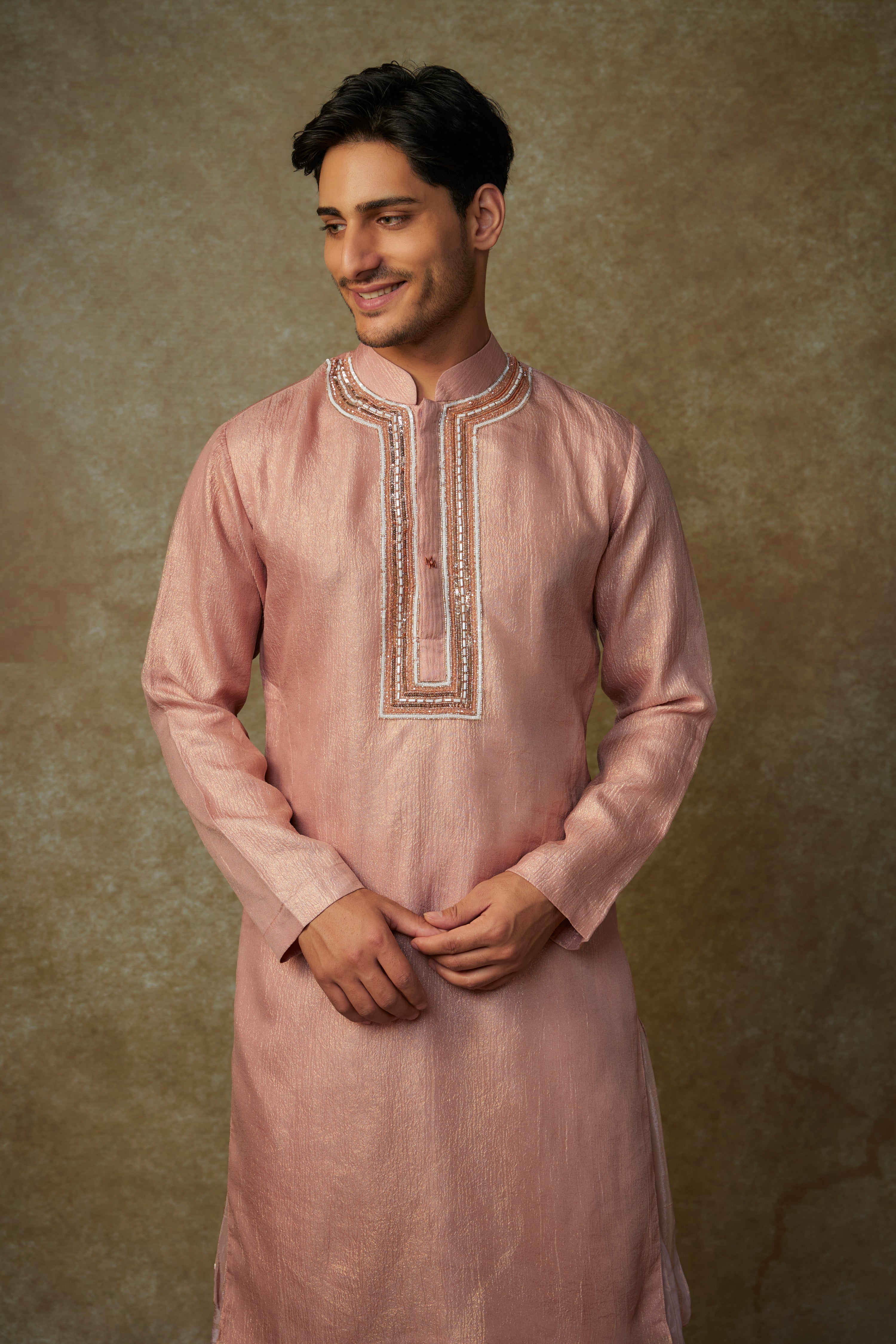 PEACH EMBROIDERED KURTA WITH PANT