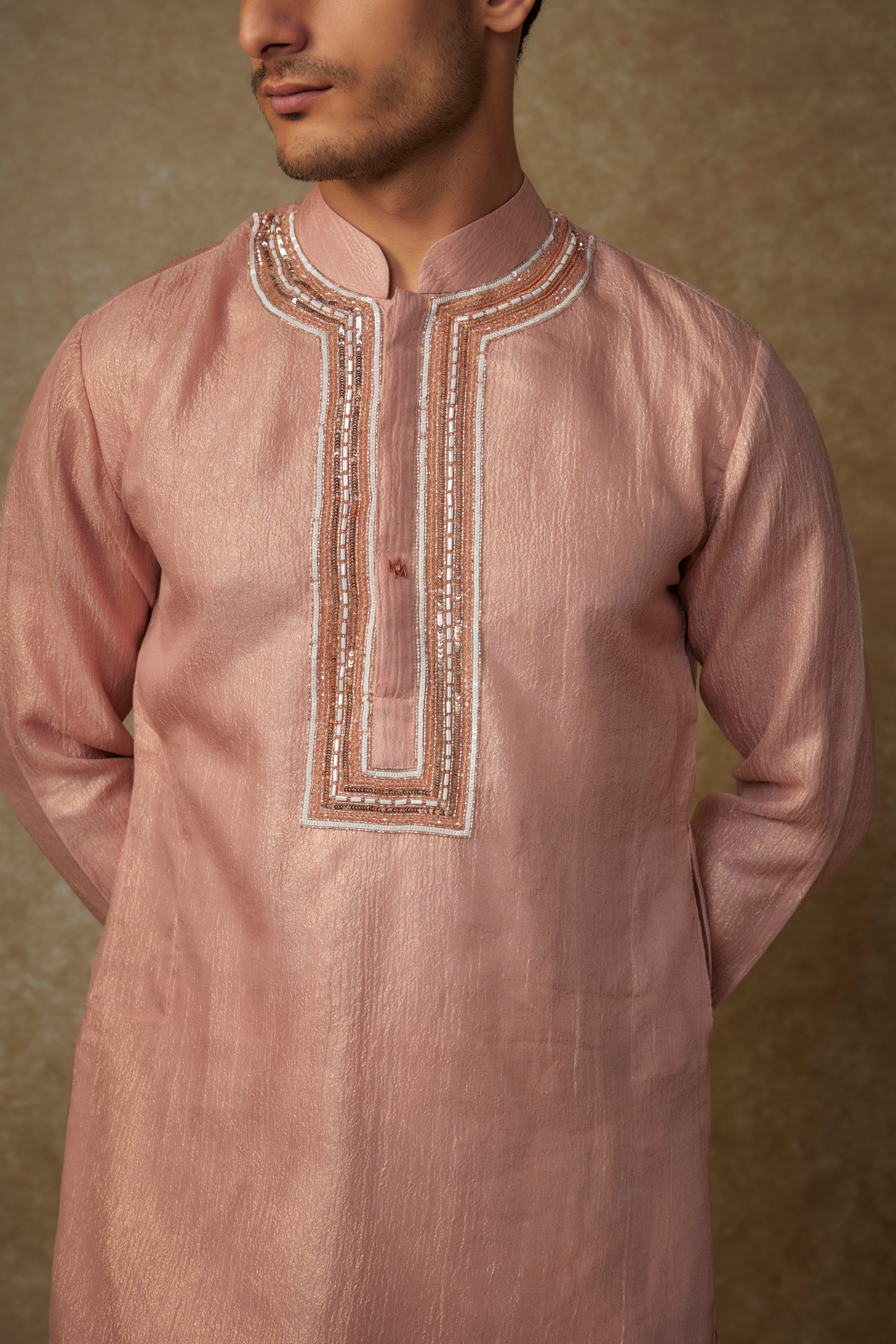 PEACH EMBROIDERED KURTA WITH PANT