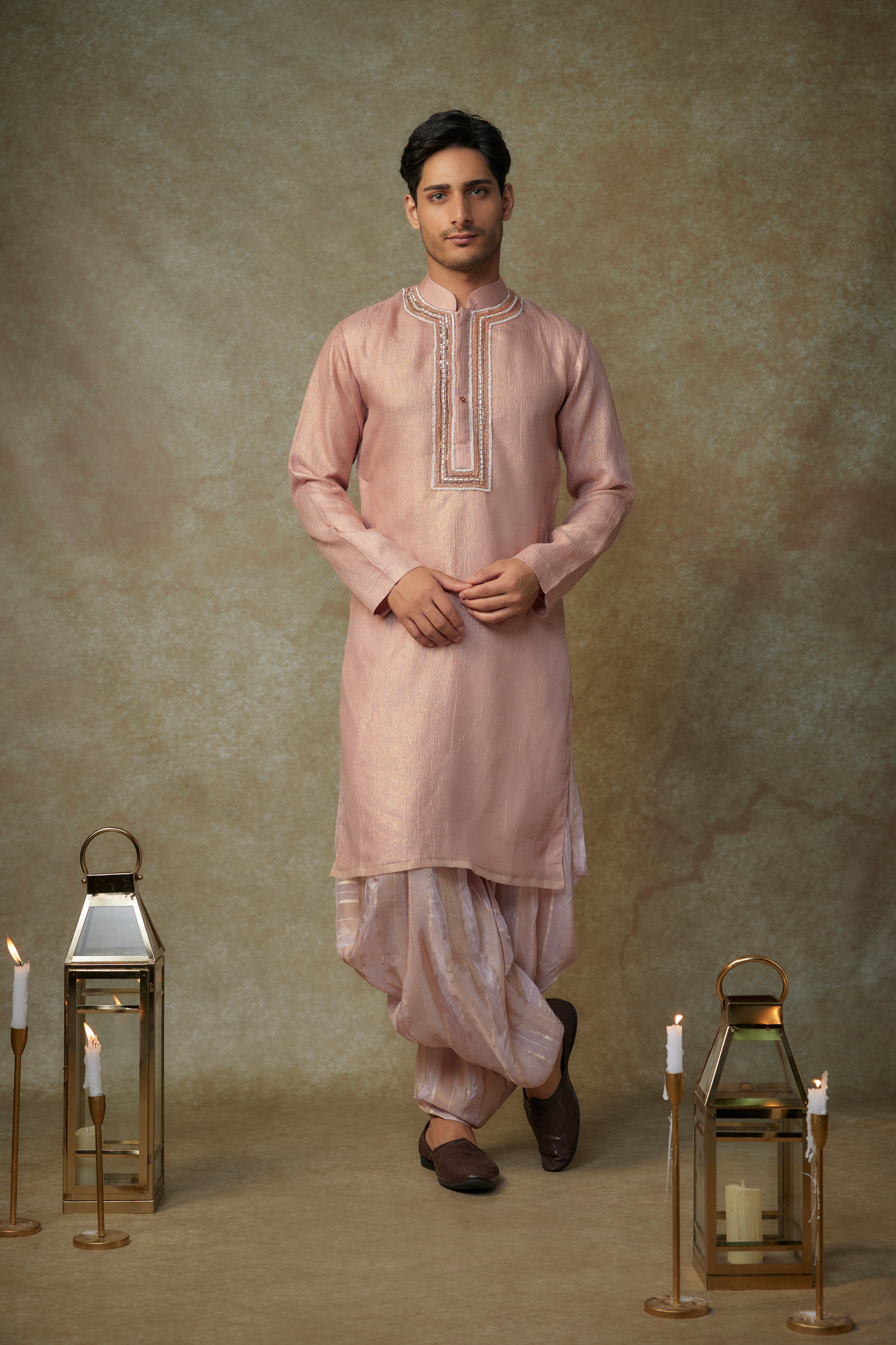 PEACH EMBROIDERED KURTA WITH PANT