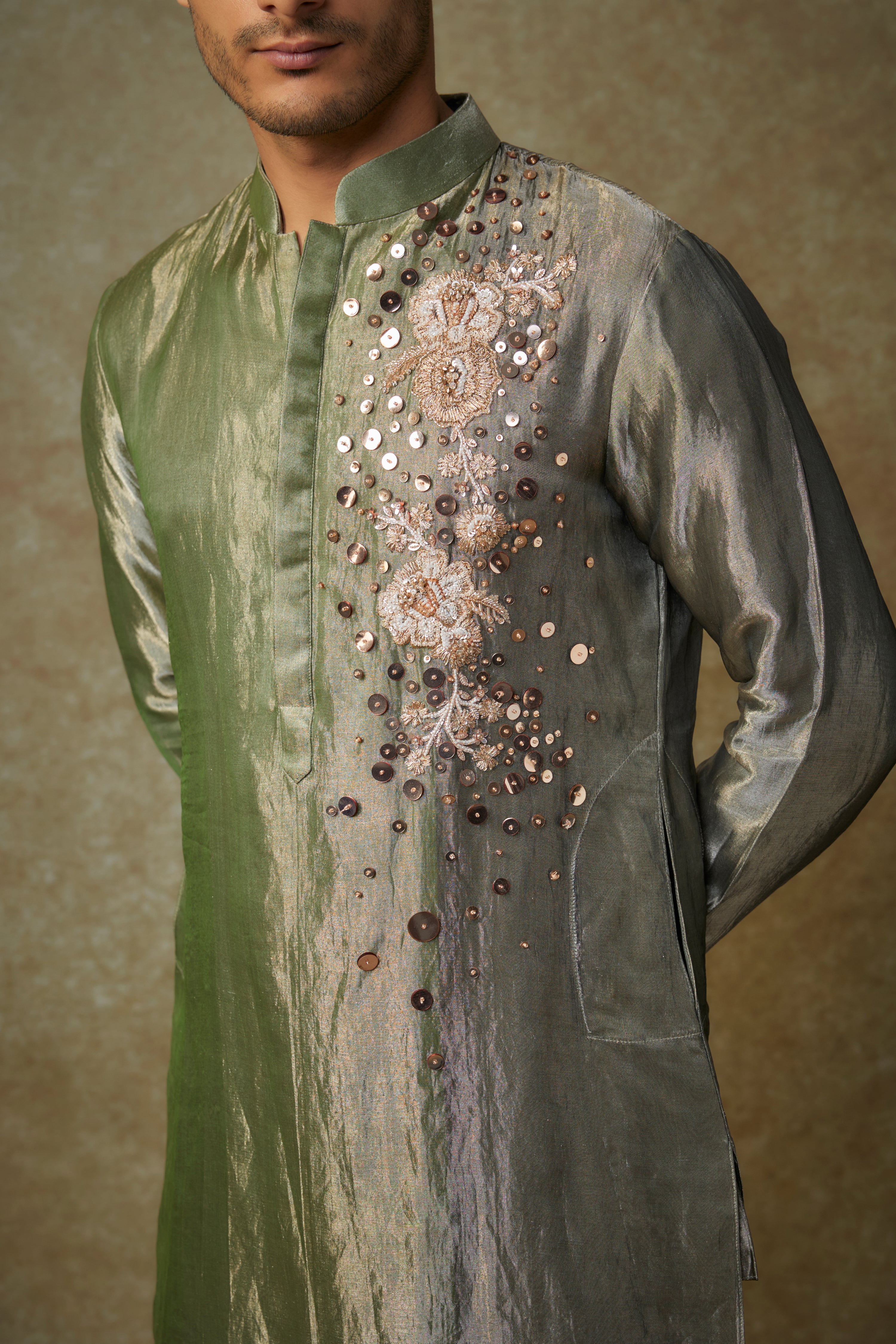 GREEN BLACK EMBROIDERED KURTA SET
