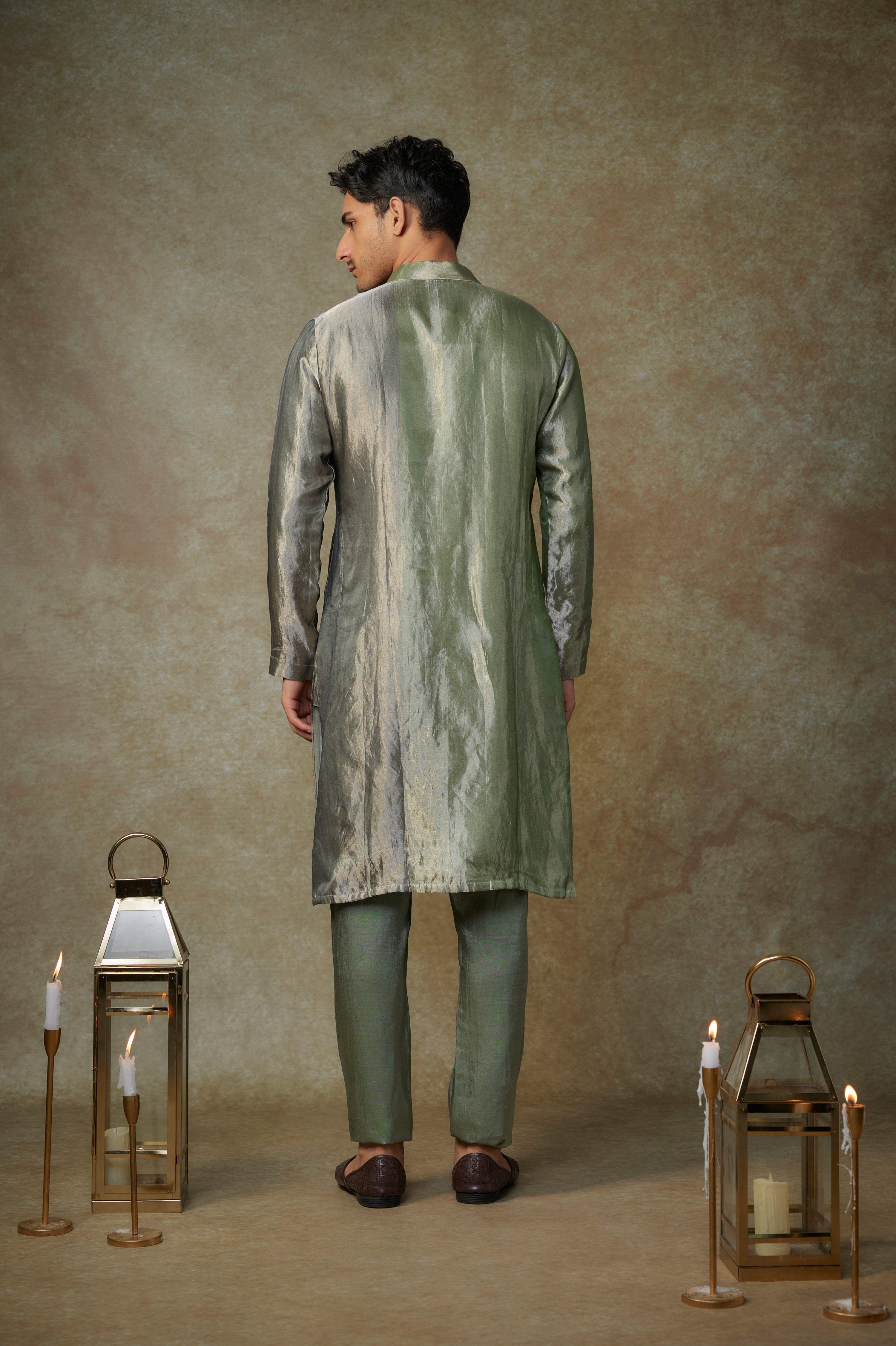 GREEN BLACK EMBROIDERED KURTA SET