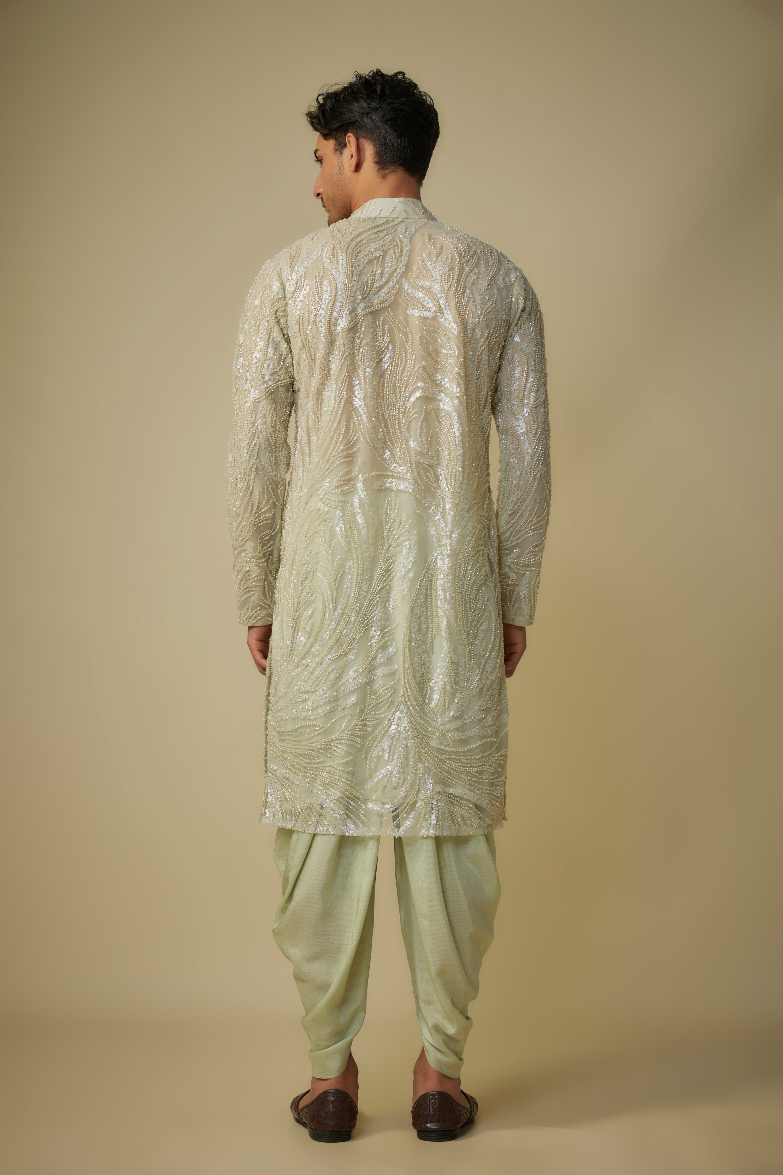SAGE GREEN EMBROIDERED KURTA SET