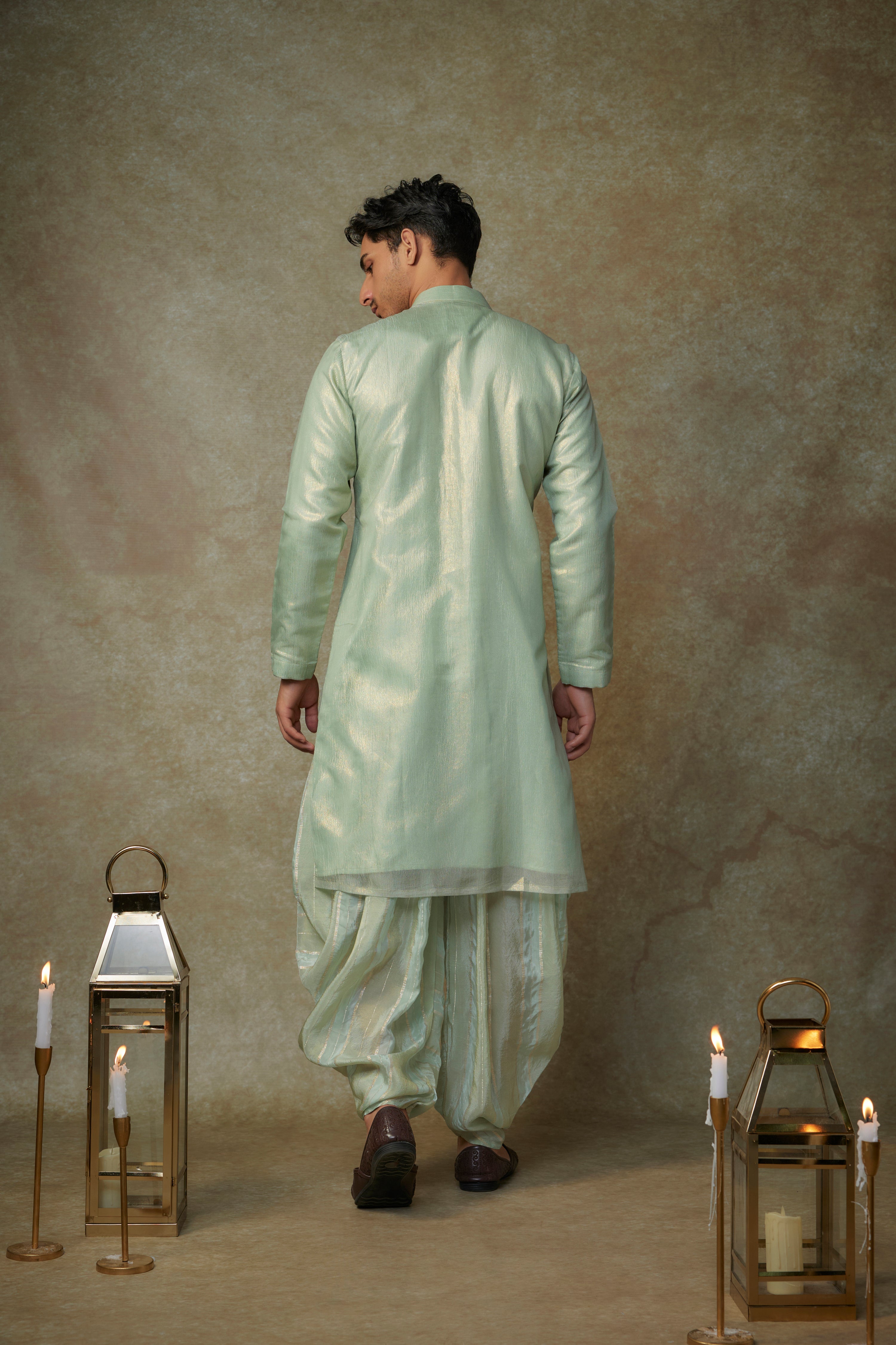 SAGE GREEN EMBROIDERED KURTA SET