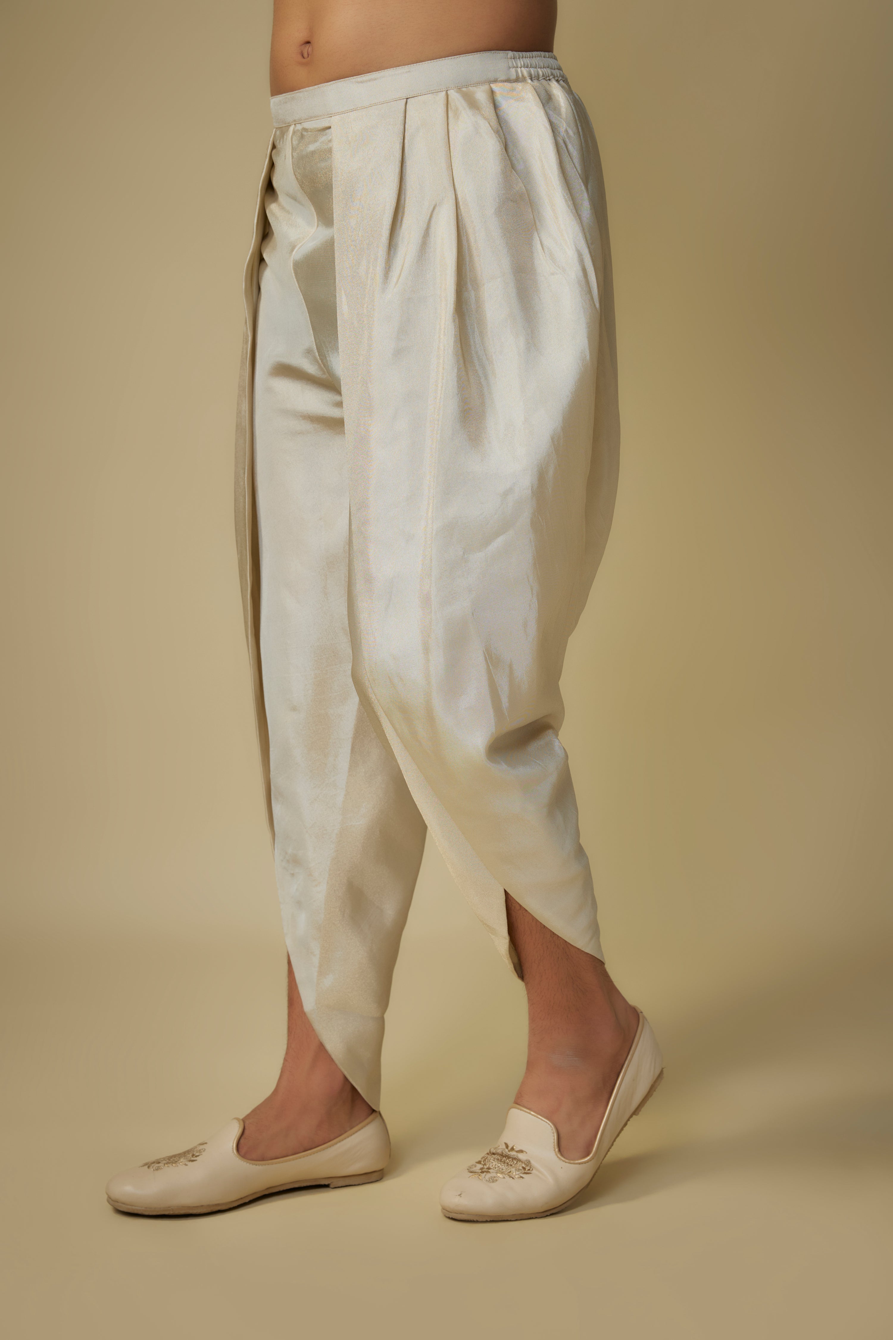 YELLOW EMBROIDERED KURTA WITH DHOTI