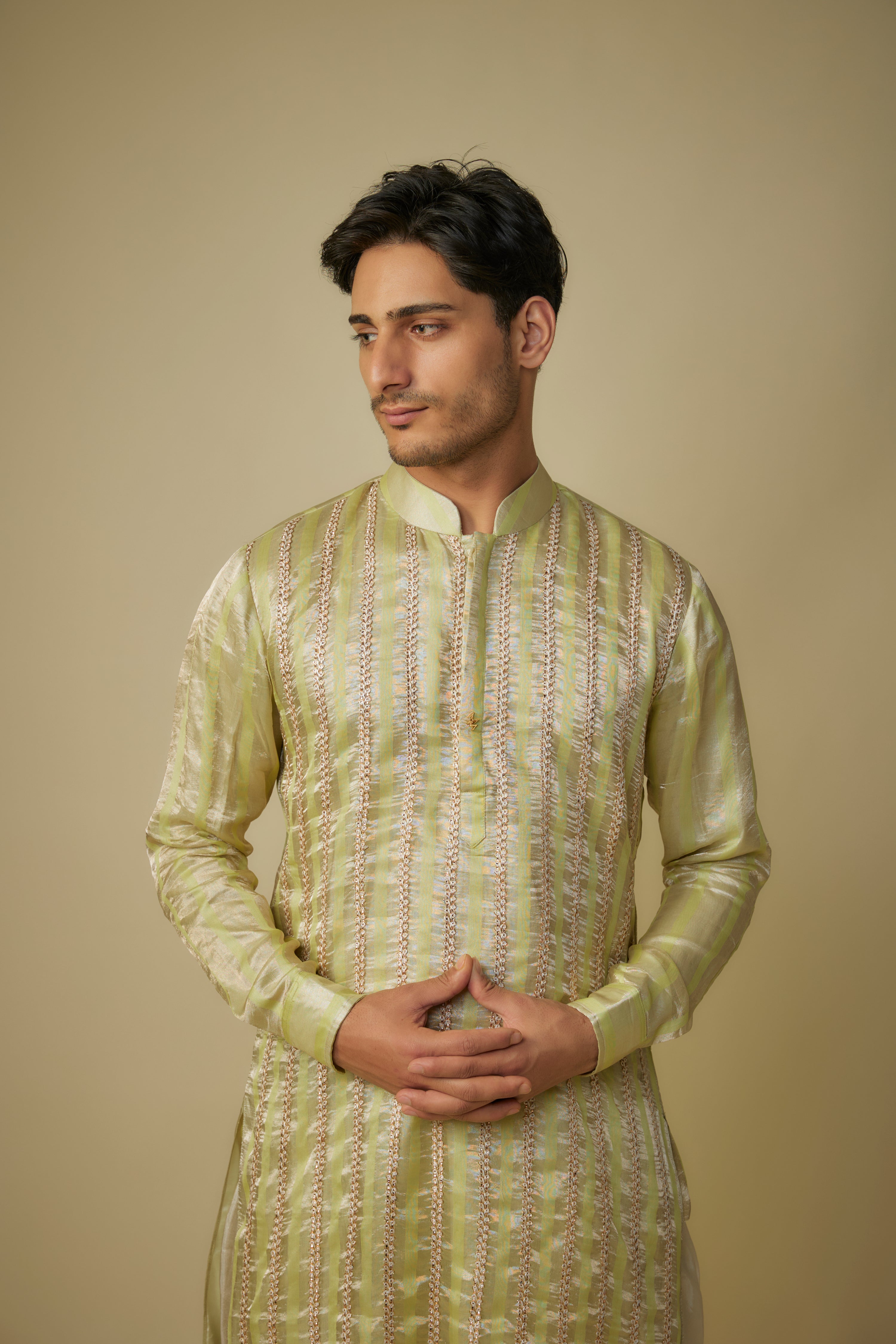 YELLOW EMBROIDERED KURTA WITH DHOTI