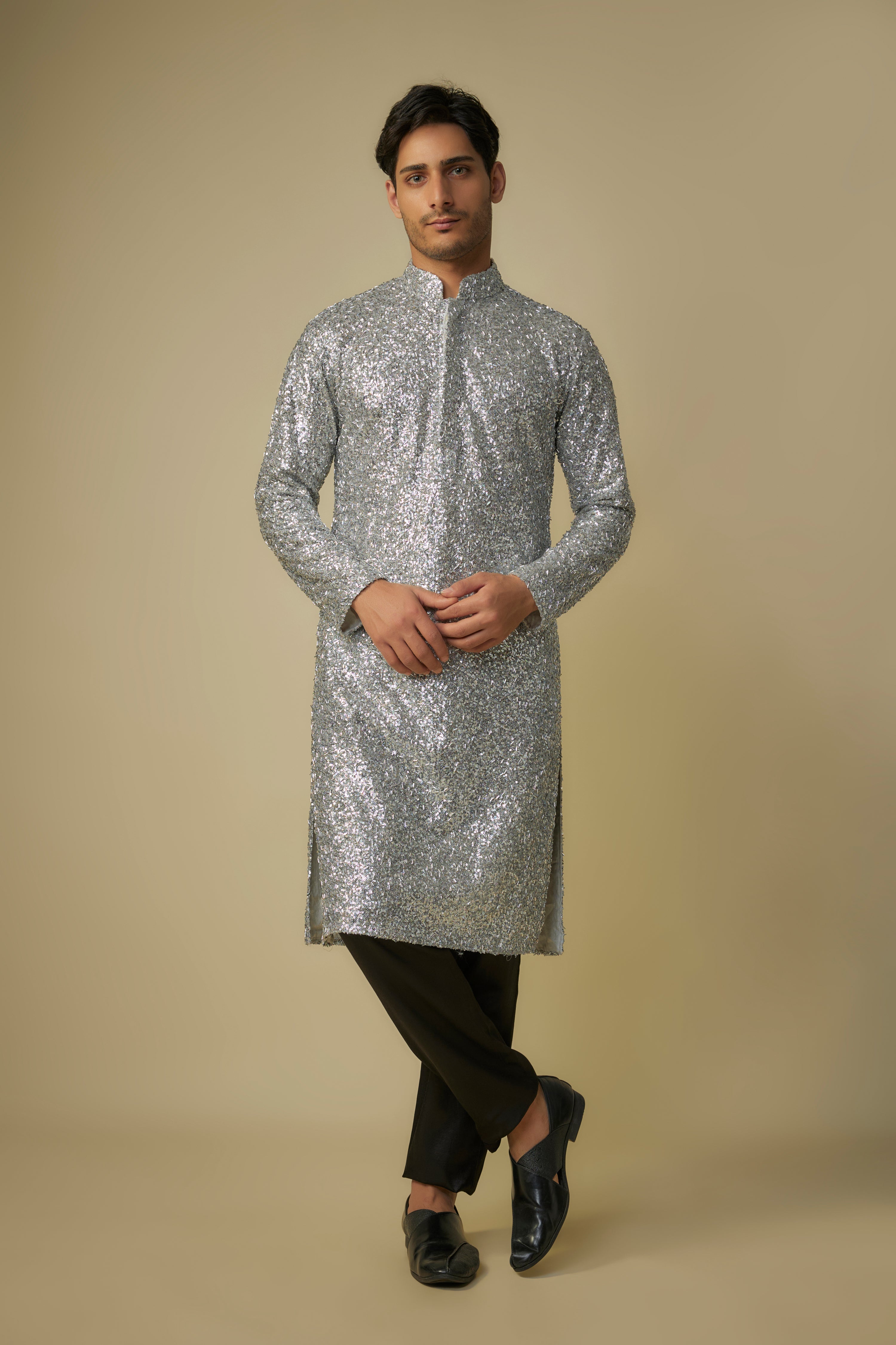 SILVER EMBROIDERED KURTA WITH PANT