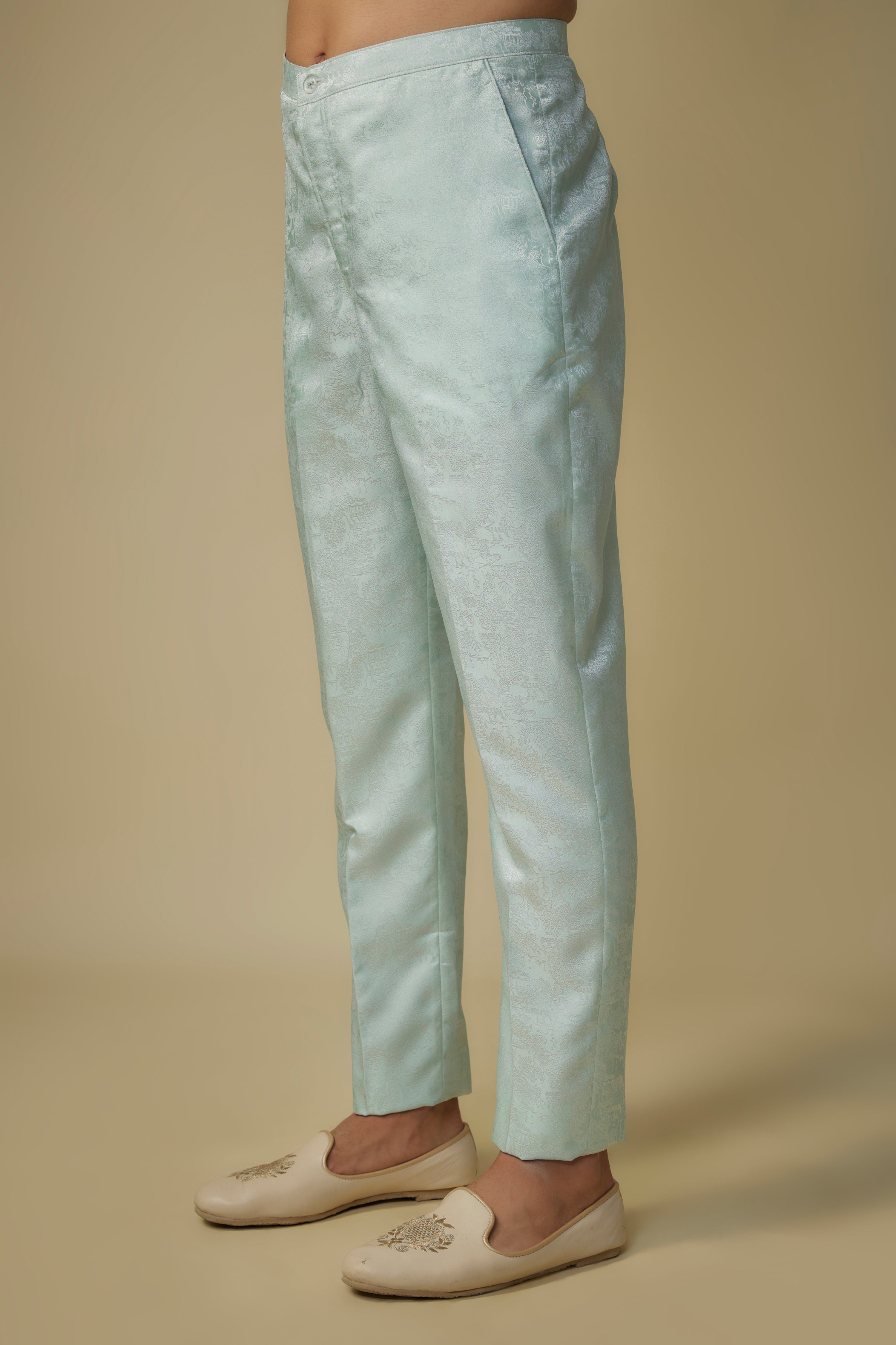 MINT EMBROIDERED JACKET WITH KURTA AND PANT