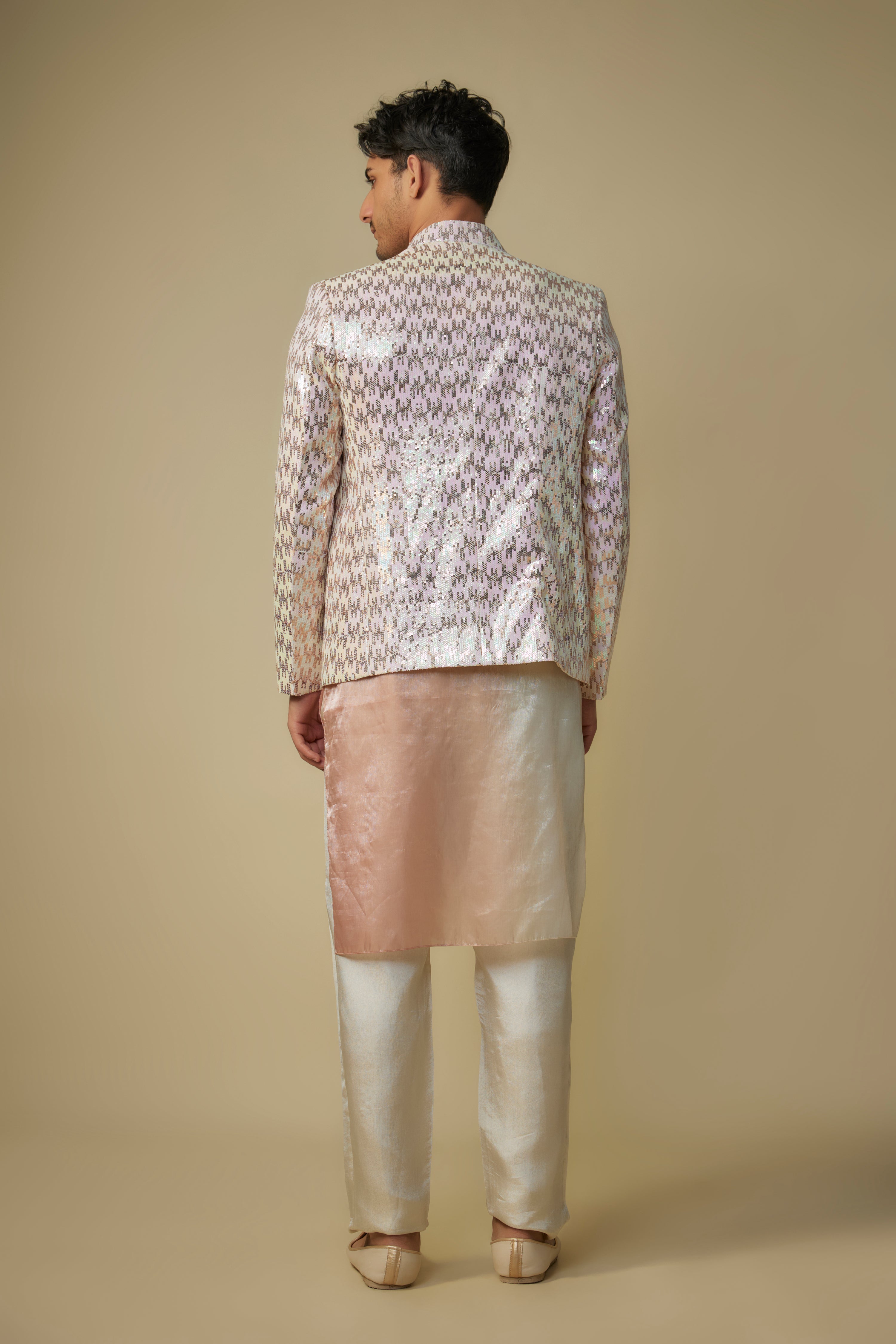 PINK SEQUENCE JACKET WITH KURTA AND PANT