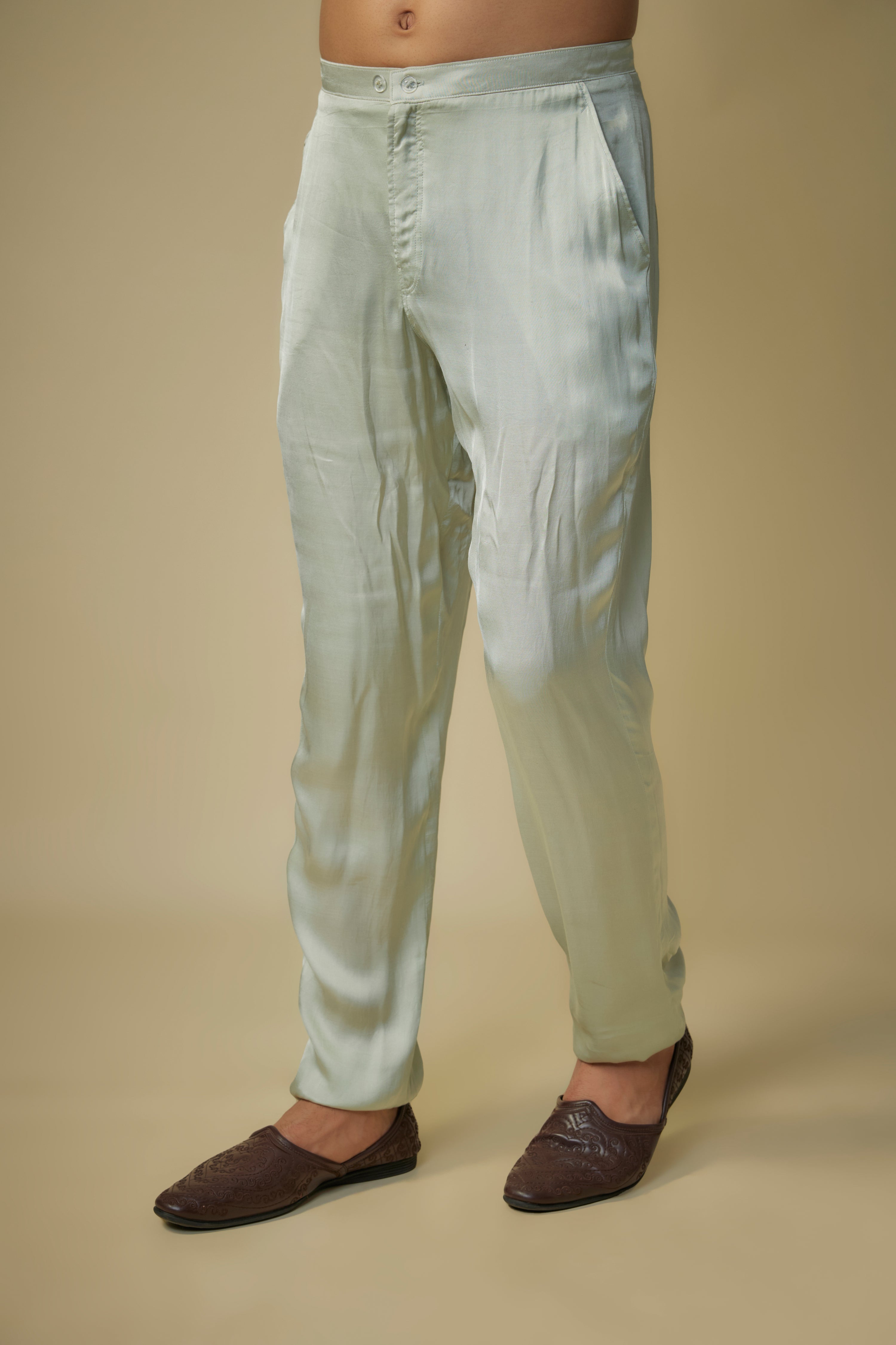 SAGE GREEN EMBROIDERED BUNDI WITH KURTA AND PANT
