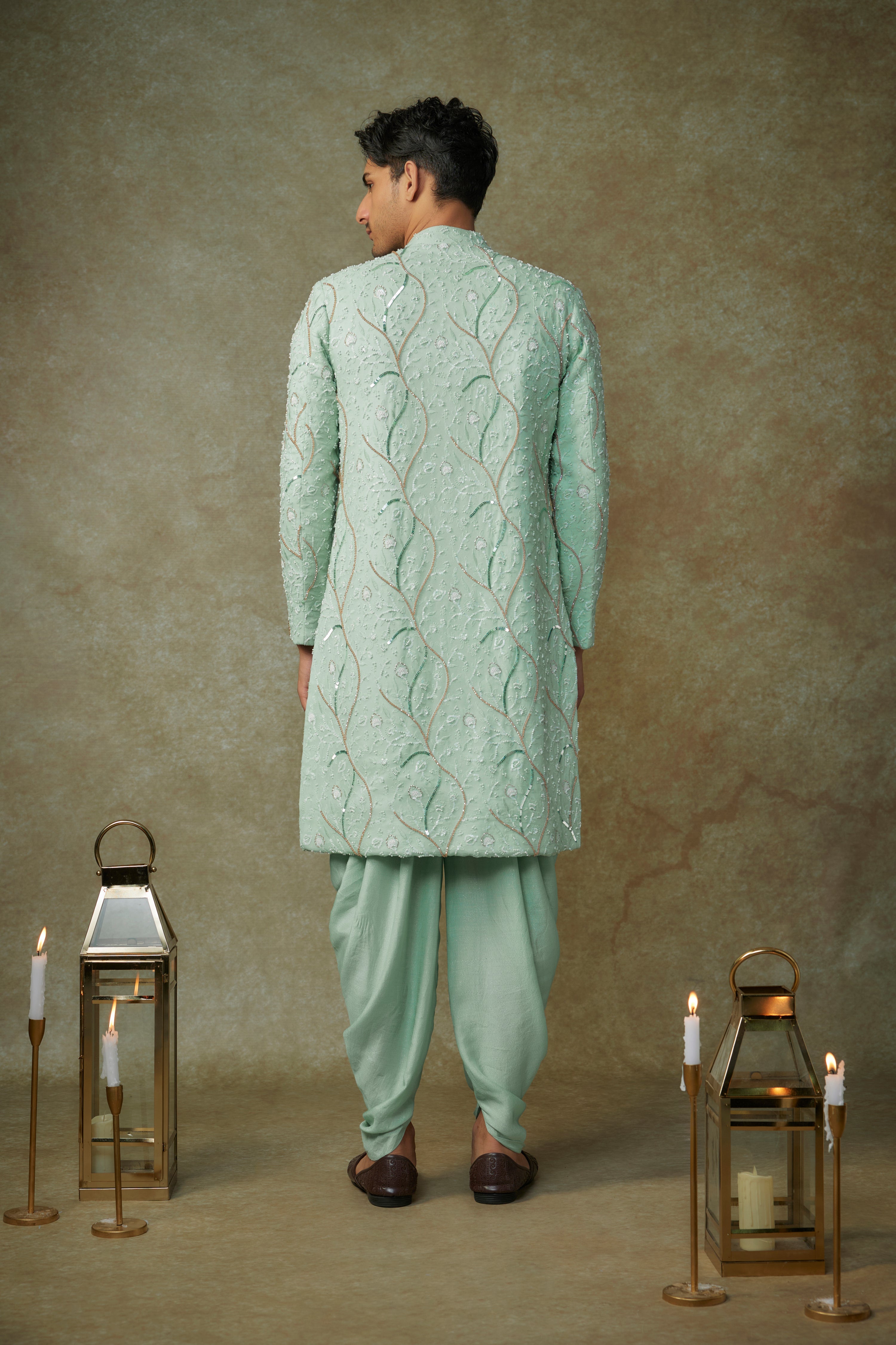 MINT EMBROIDERED SHERWANI WITH PANT