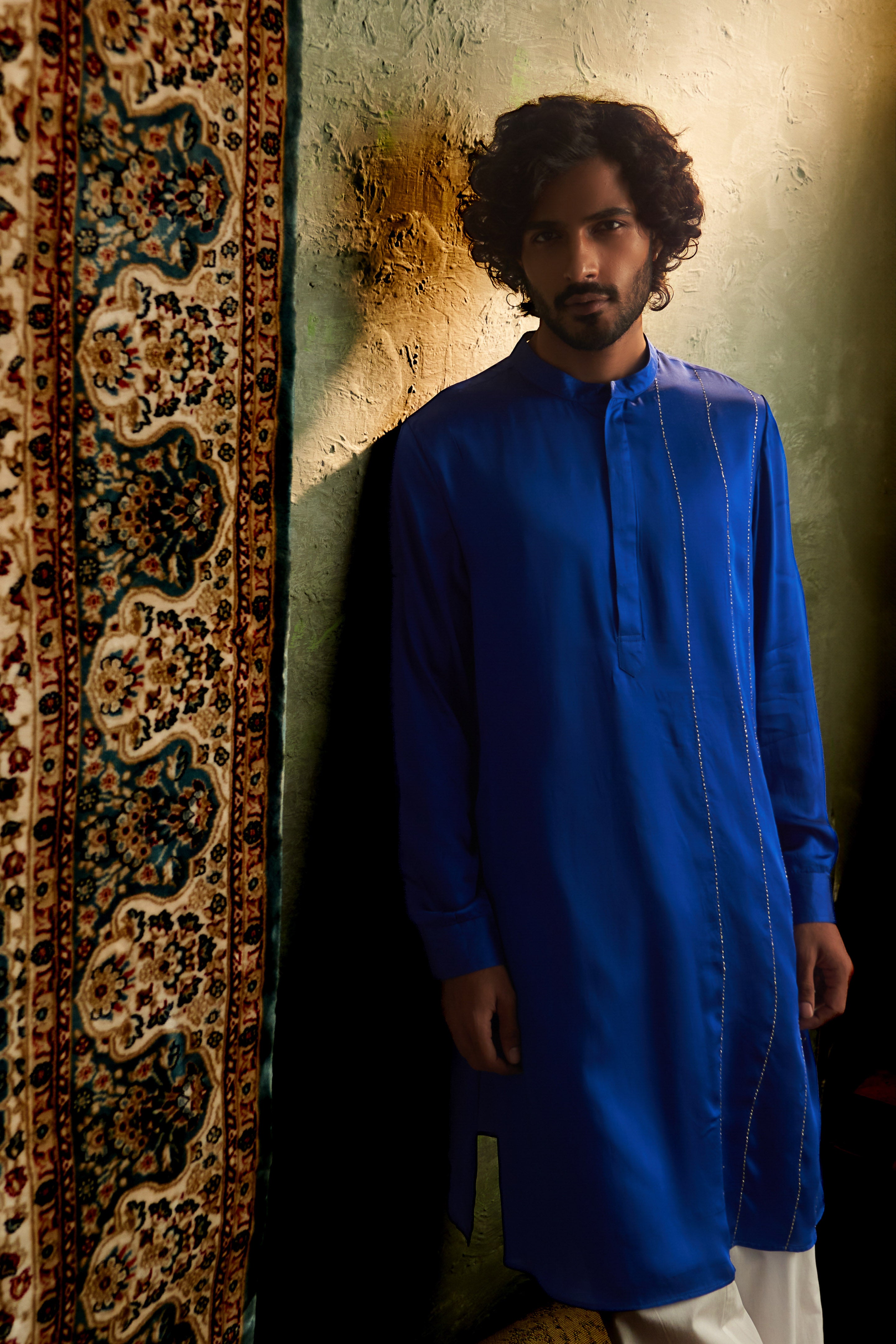 PRARAMBH EMBROIDERED BLUE KURTA SET