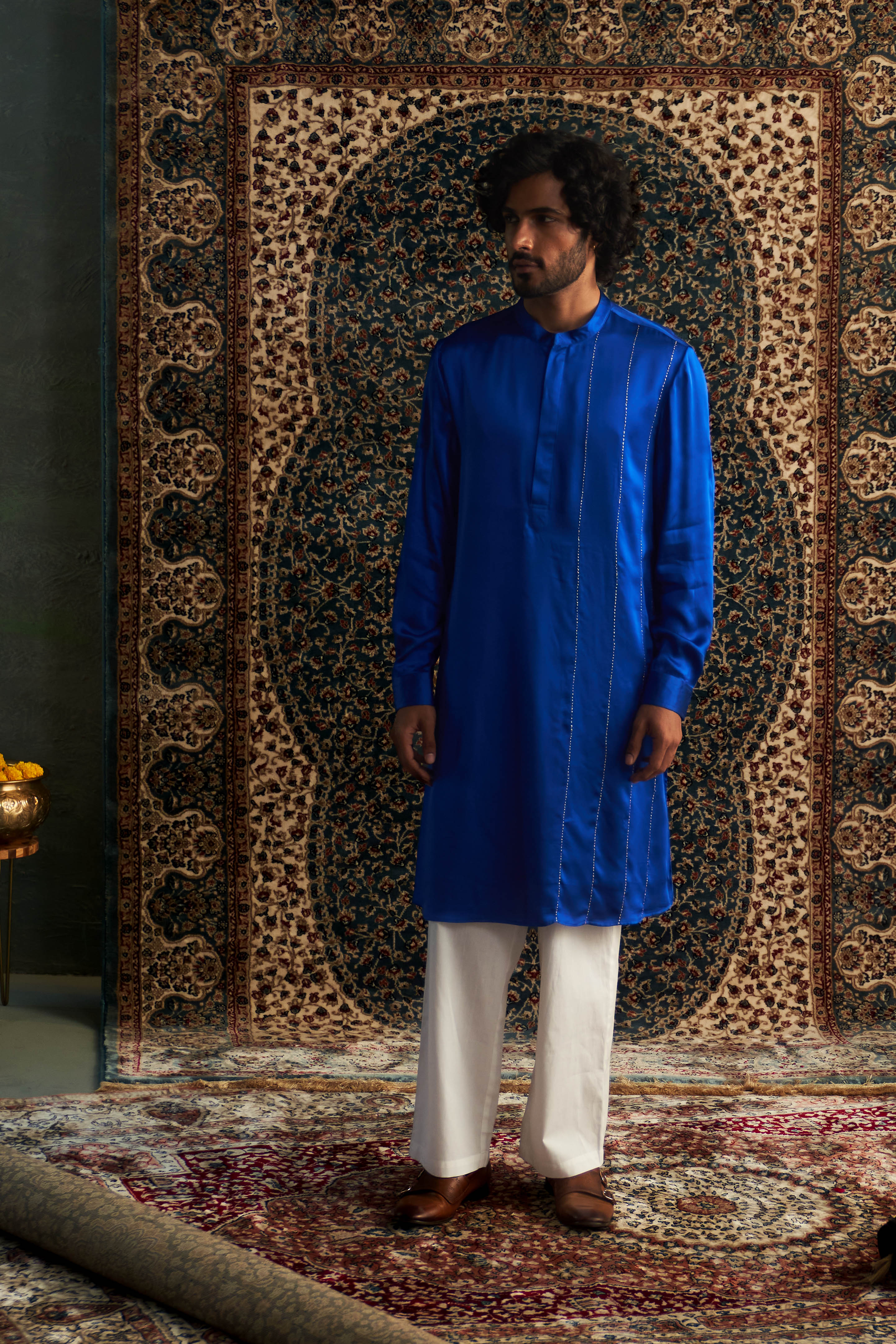 PRARAMBH EMBROIDERED BLUE KURTA SET