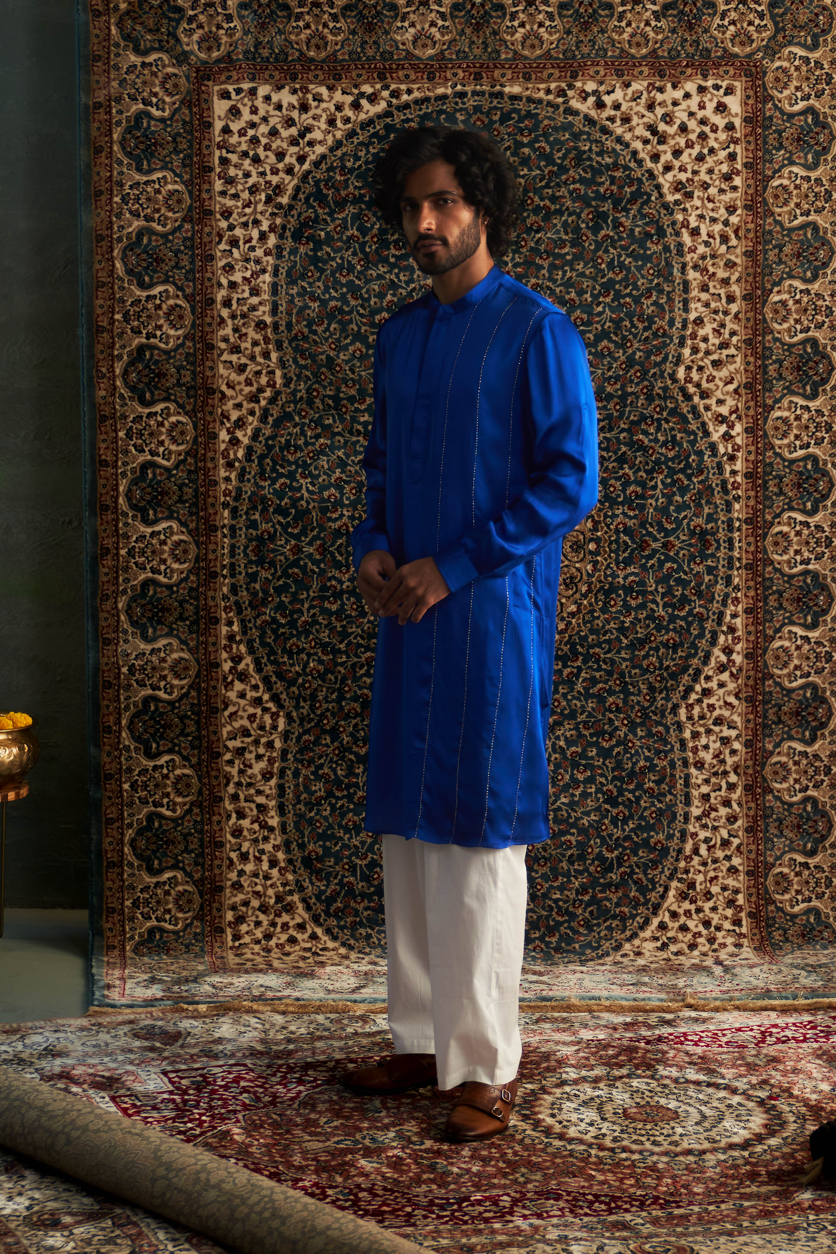 PRARAMBH EMBROIDERED BLUE KURTA SET