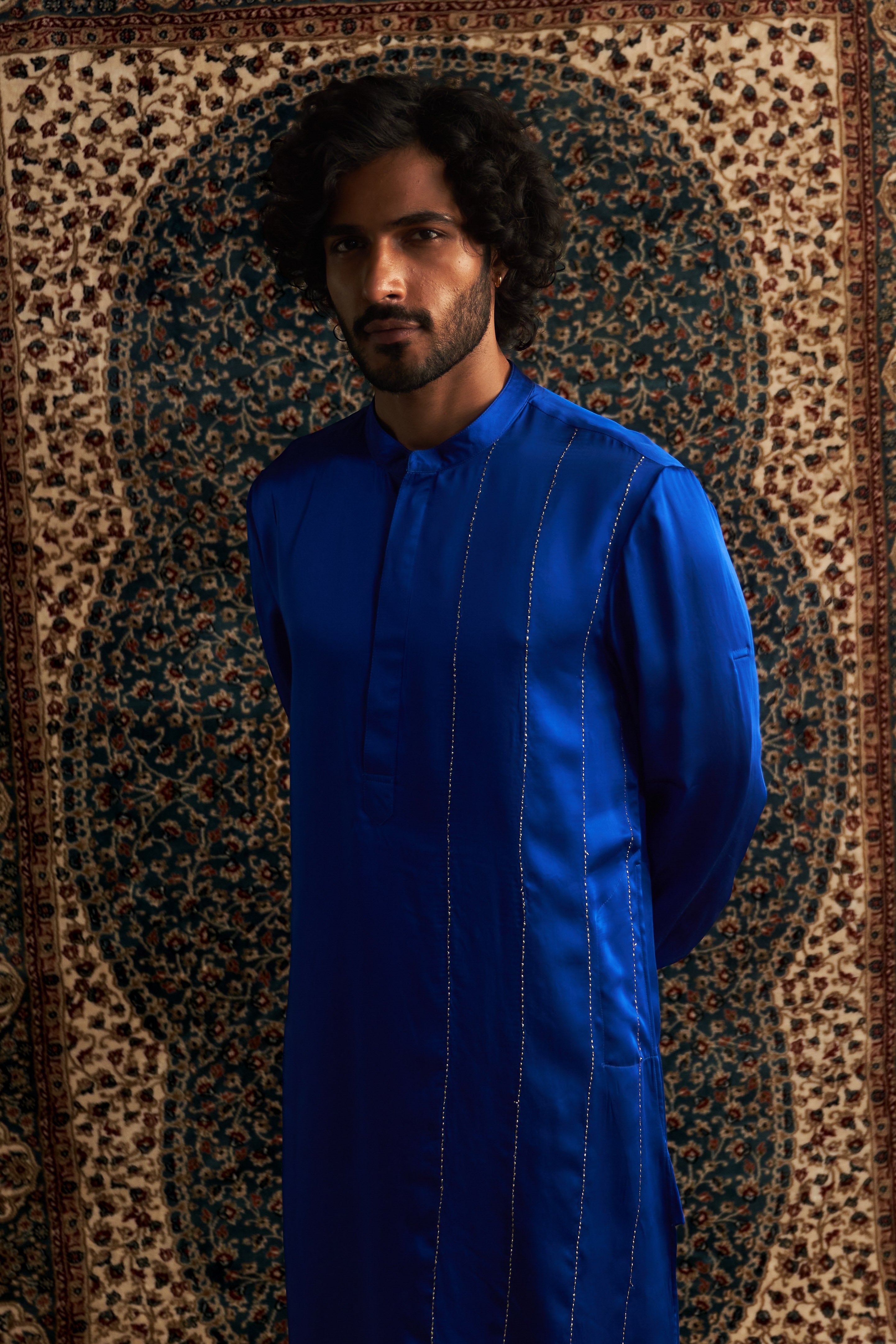 PRARAMBH EMBROIDERED BLUE KURTA SET