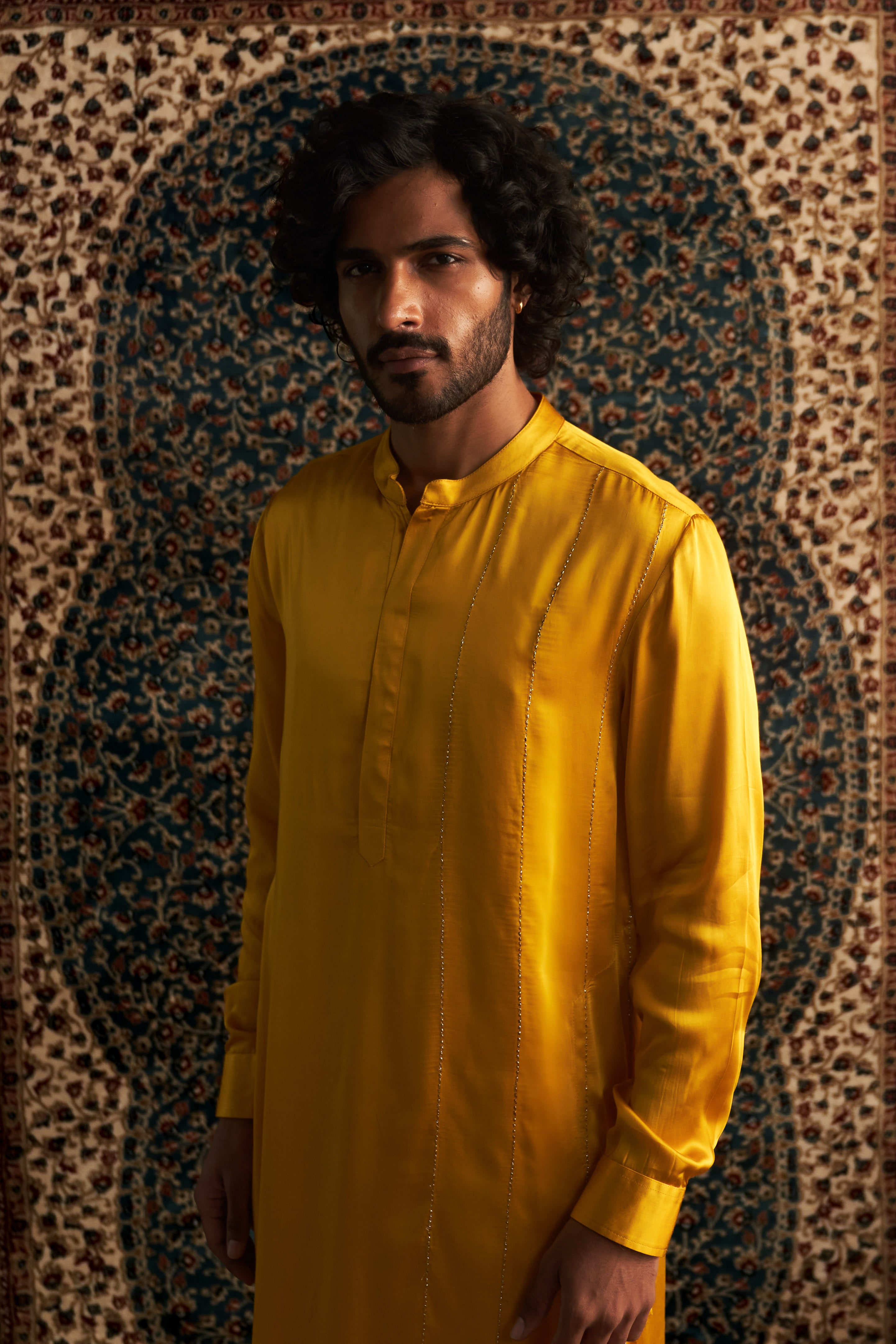 PRARAMBH EMBROIDERED MARIGOLD KURTA SET