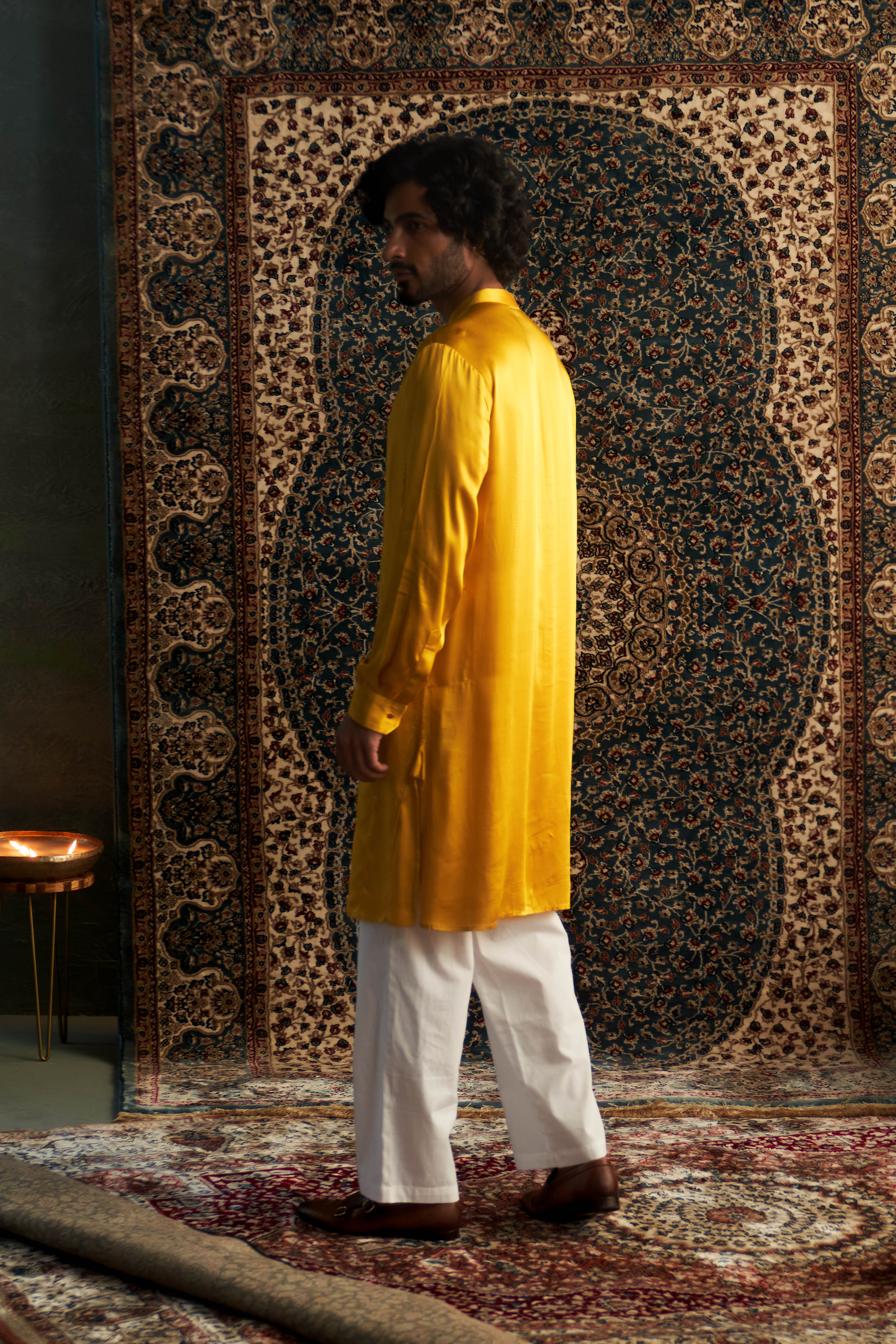 PRARAMBH EMBROIDERED MARIGOLD KURTA SET