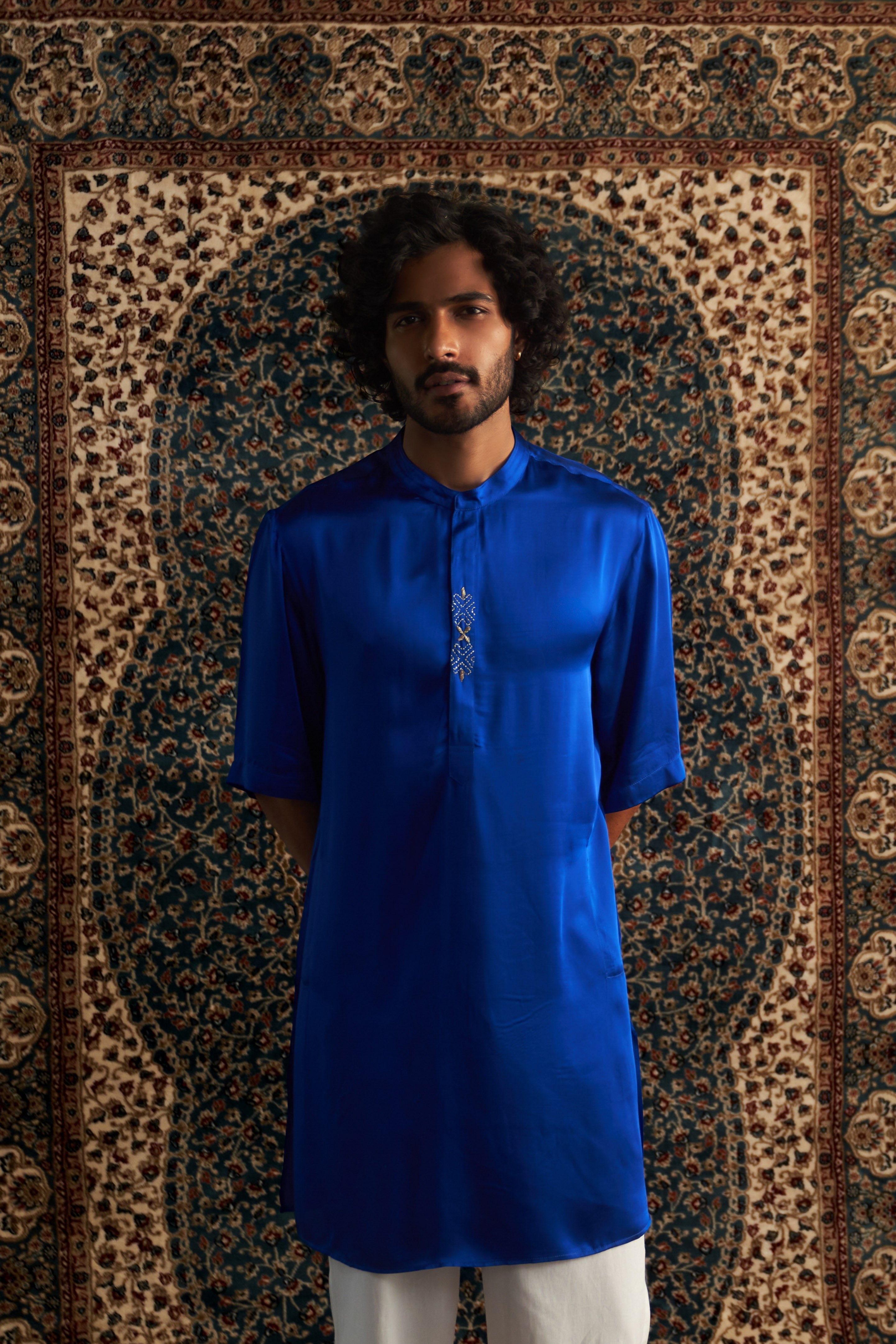 PRARAMBH EMBROIDERED SHORT SLEEVE KURTA SET