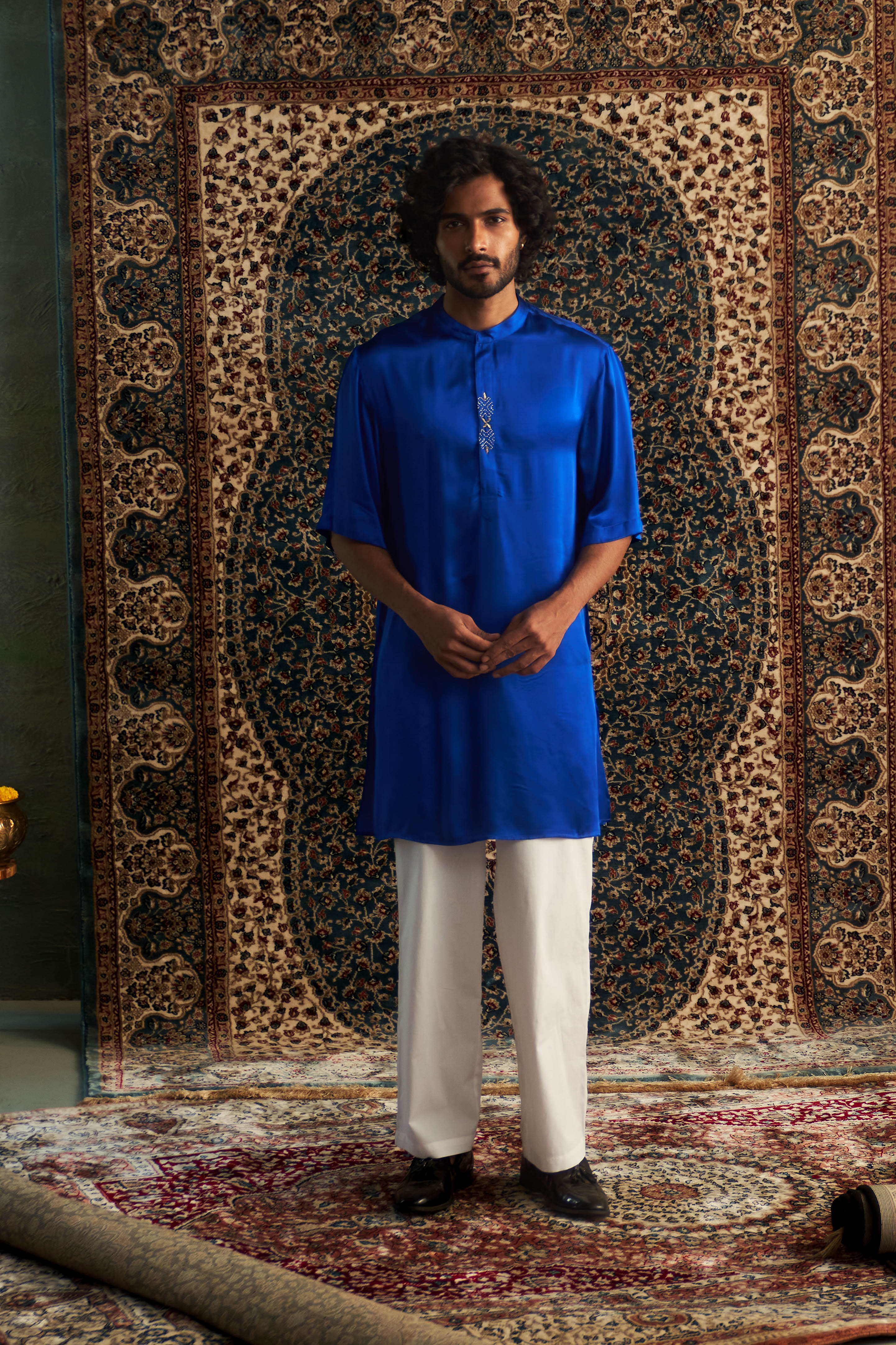 PRARAMBH EMBROIDERED SHORT SLEEVE KURTA SET