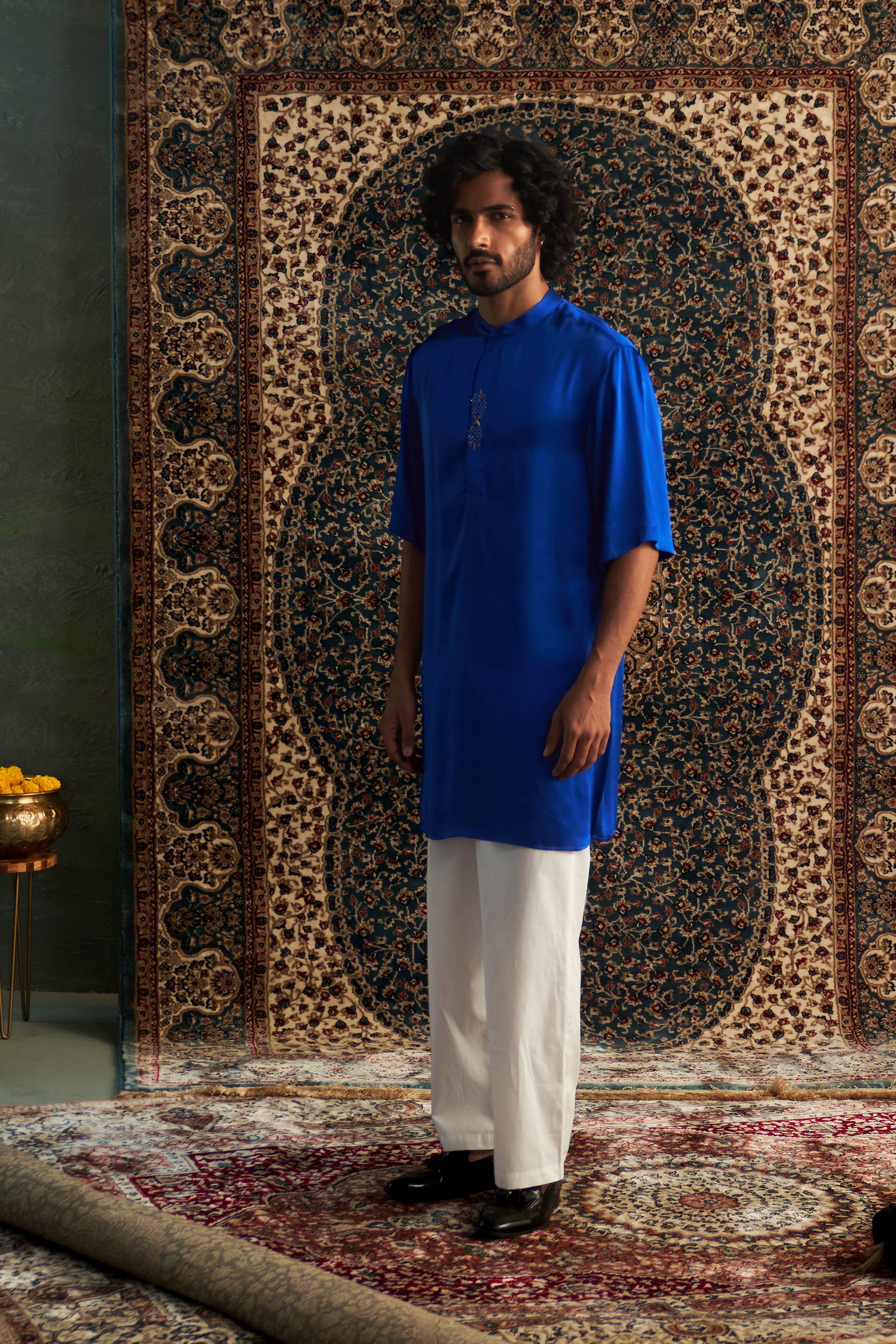 PRARAMBH EMBROIDERED SHORT SLEEVE KURTA SET