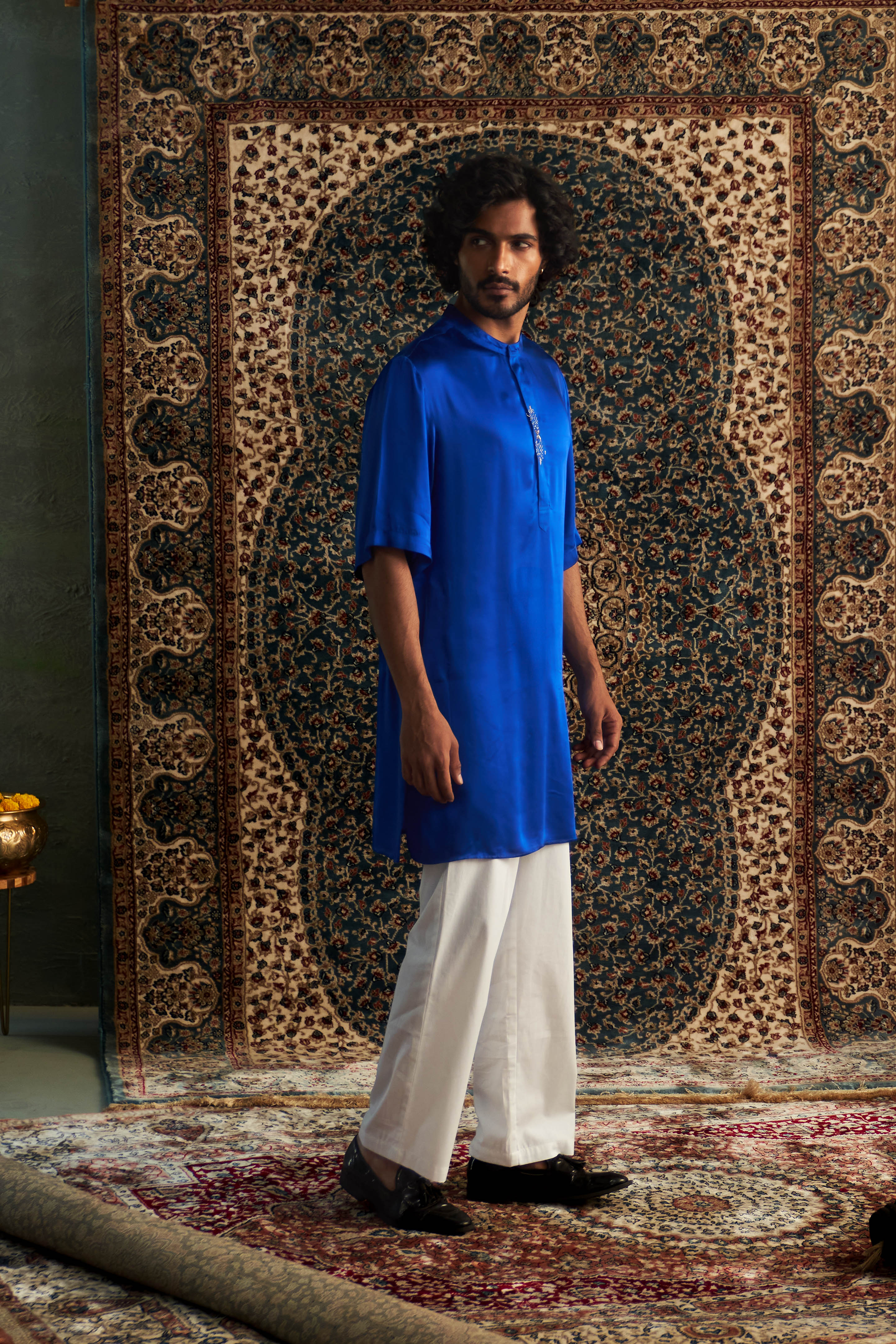 PRARAMBH EMBROIDERED SHORT SLEEVE KURTA SET