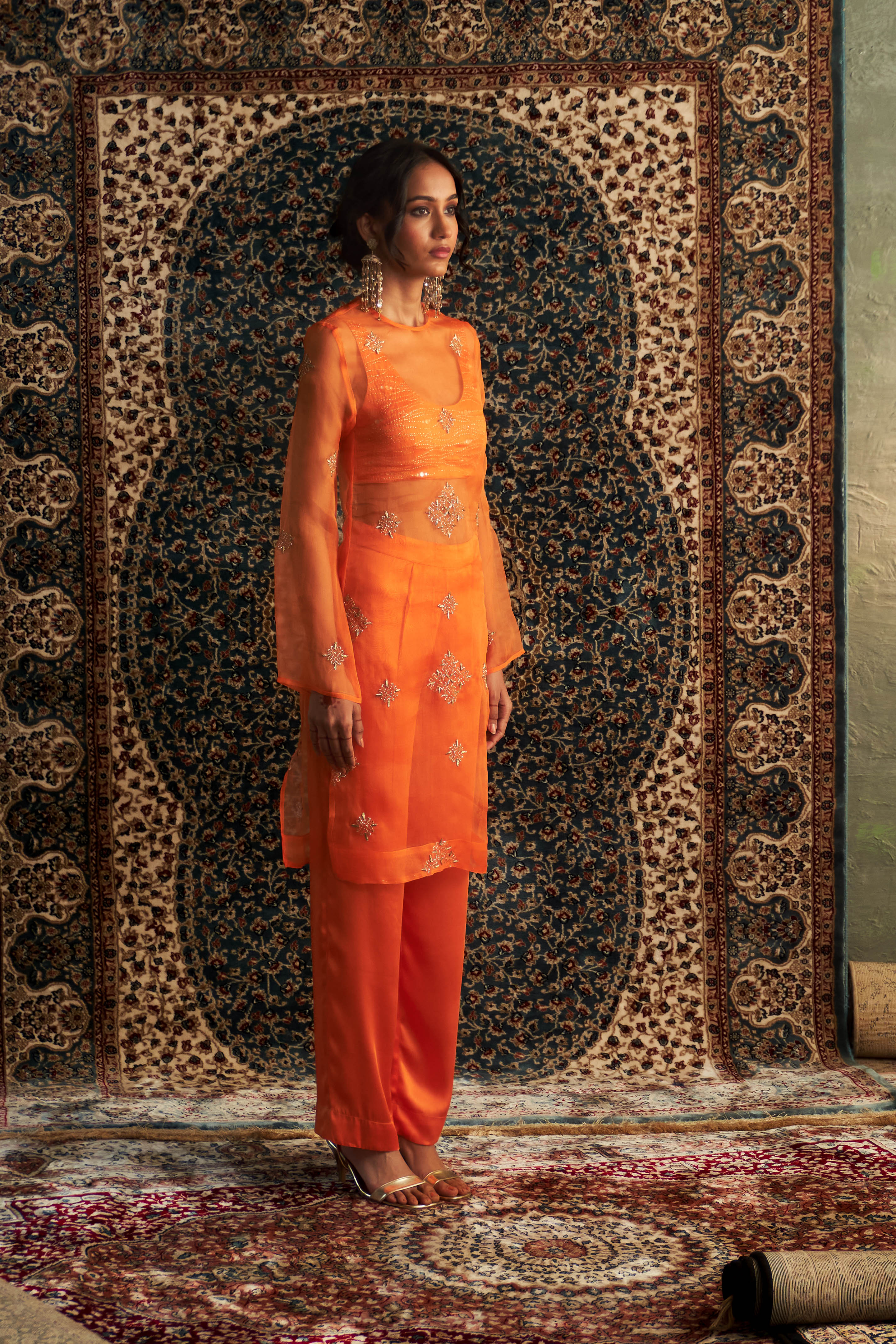 SAFFRON STRAIGHT KURTA SET